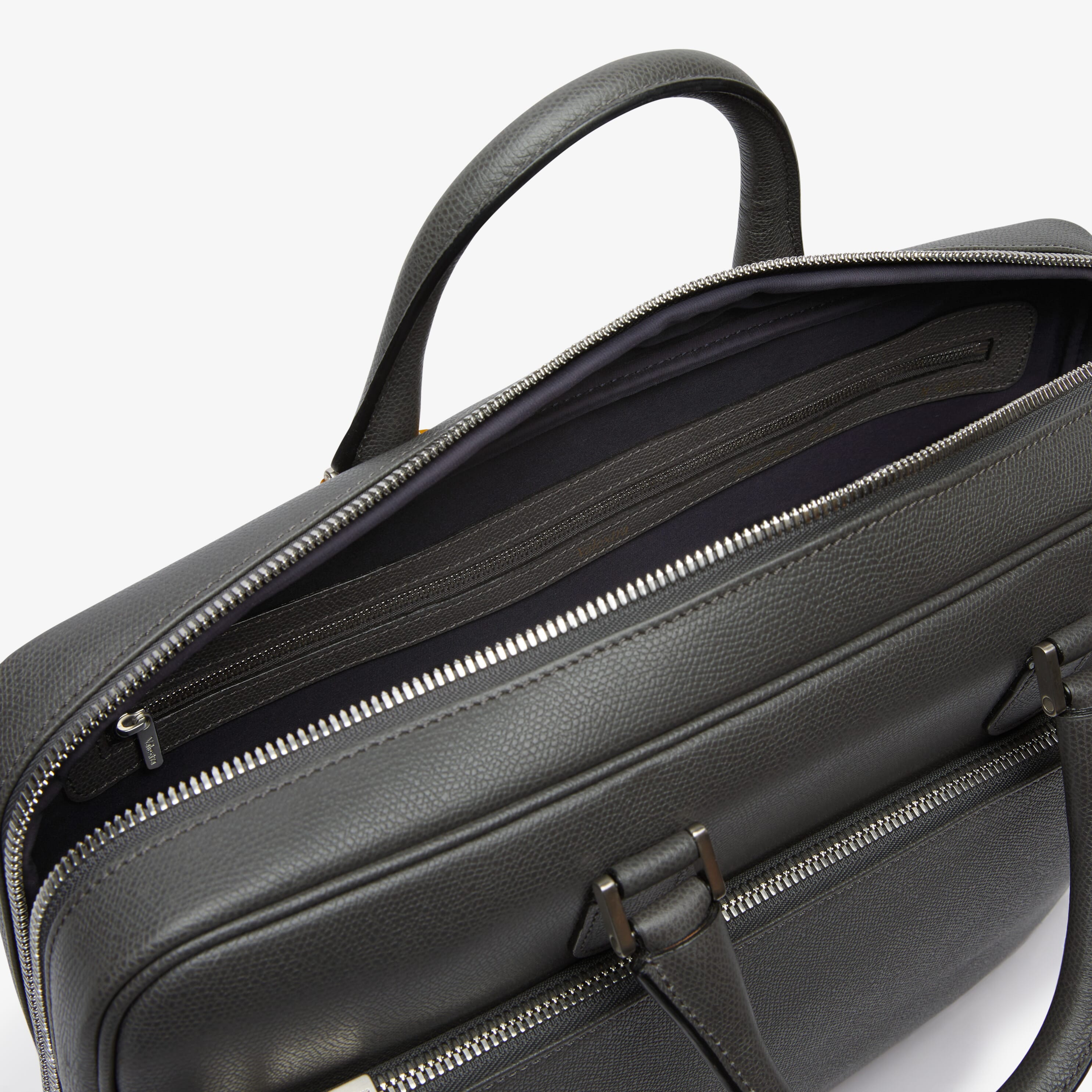 Avietta Briefcase with Zip 24h - Smokey Grey - Vitello VS - Valextra - 3