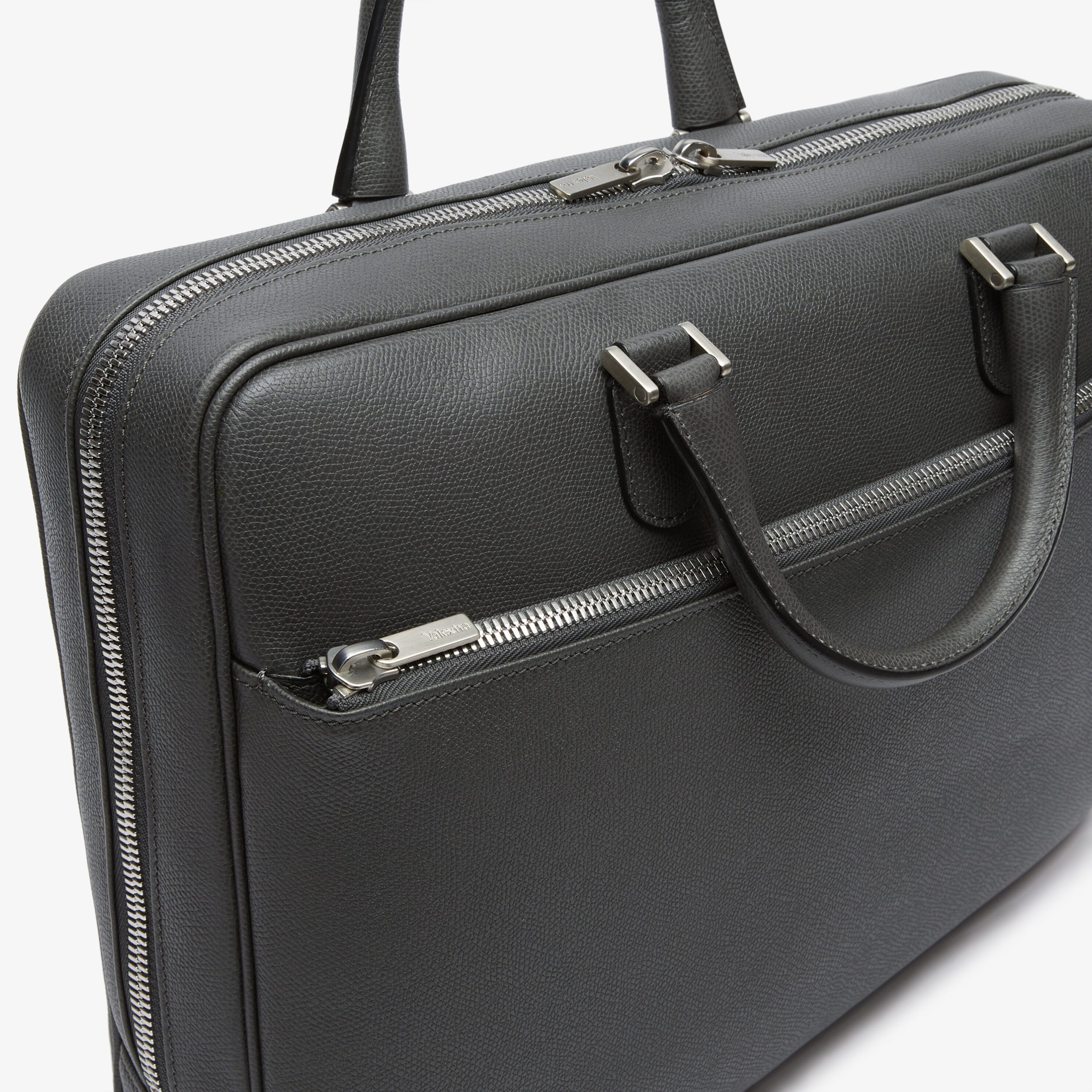 Avietta Briefcase with Zip 24h - Smokey Grey - Vitello VS - Valextra - 4