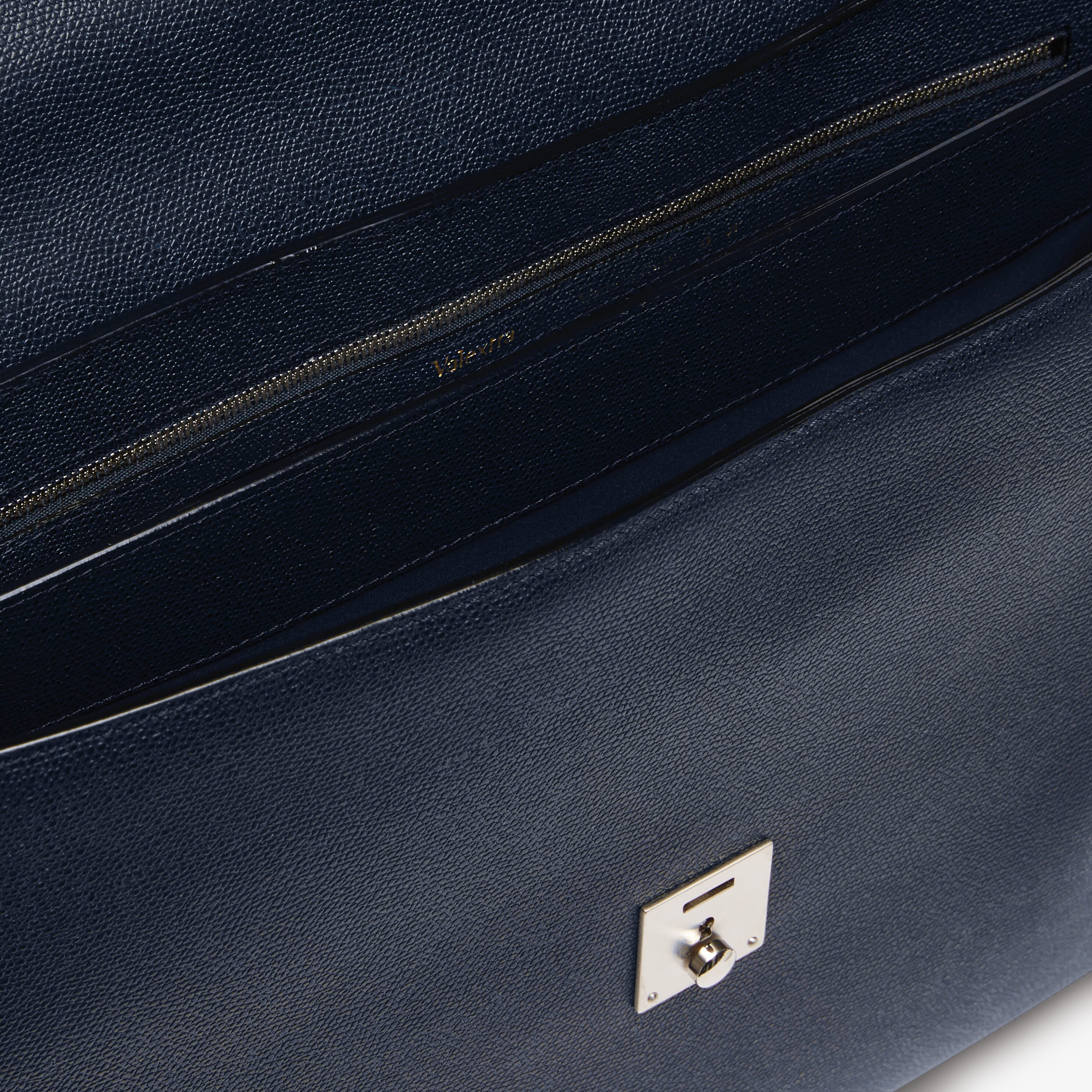 Avietta Briefcase with Flap 24h - Dark Blue - Vitello VS - Valextra - 3