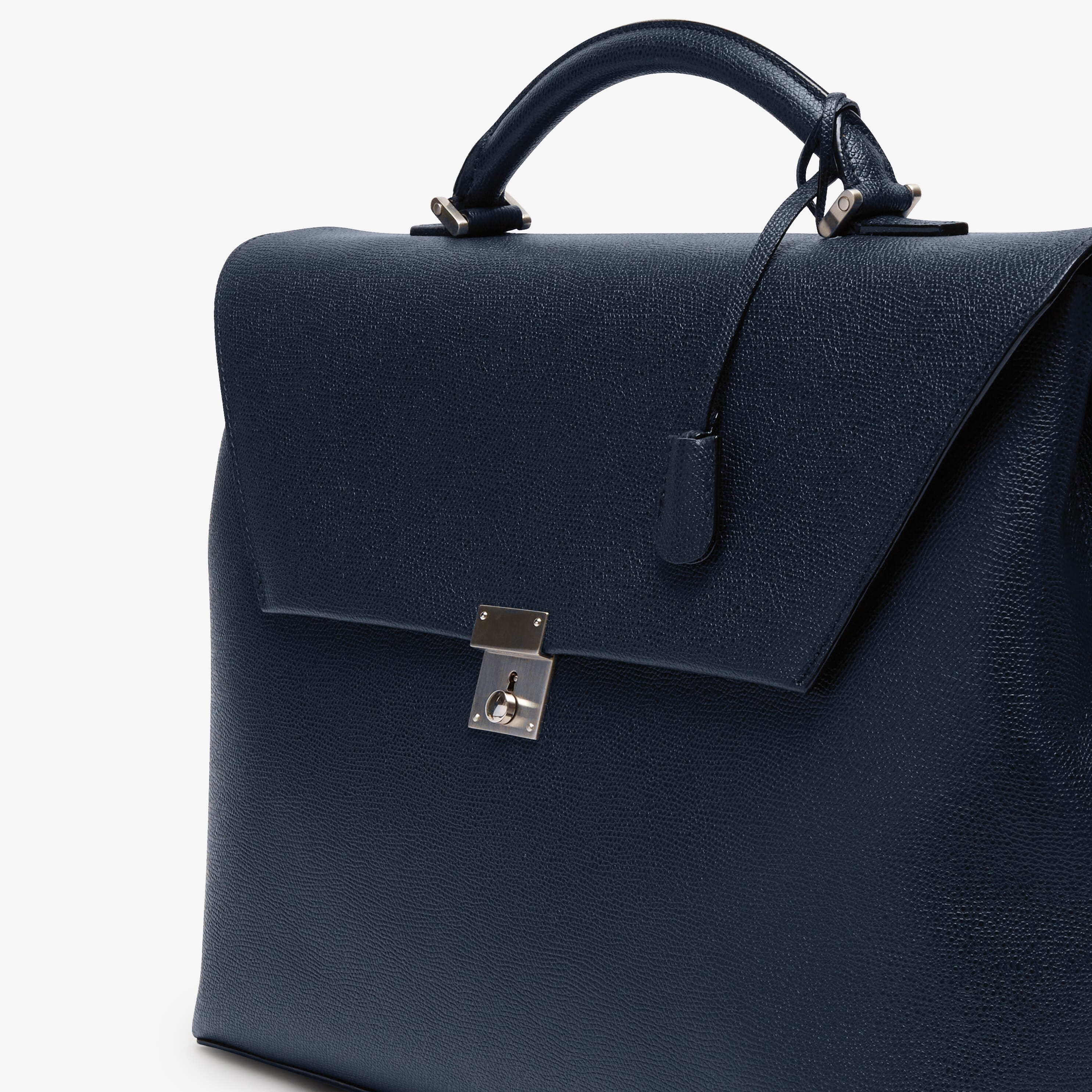Avietta Briefcase with Flap 24h - Dark Blue - Vitello VS - Valextra - 4