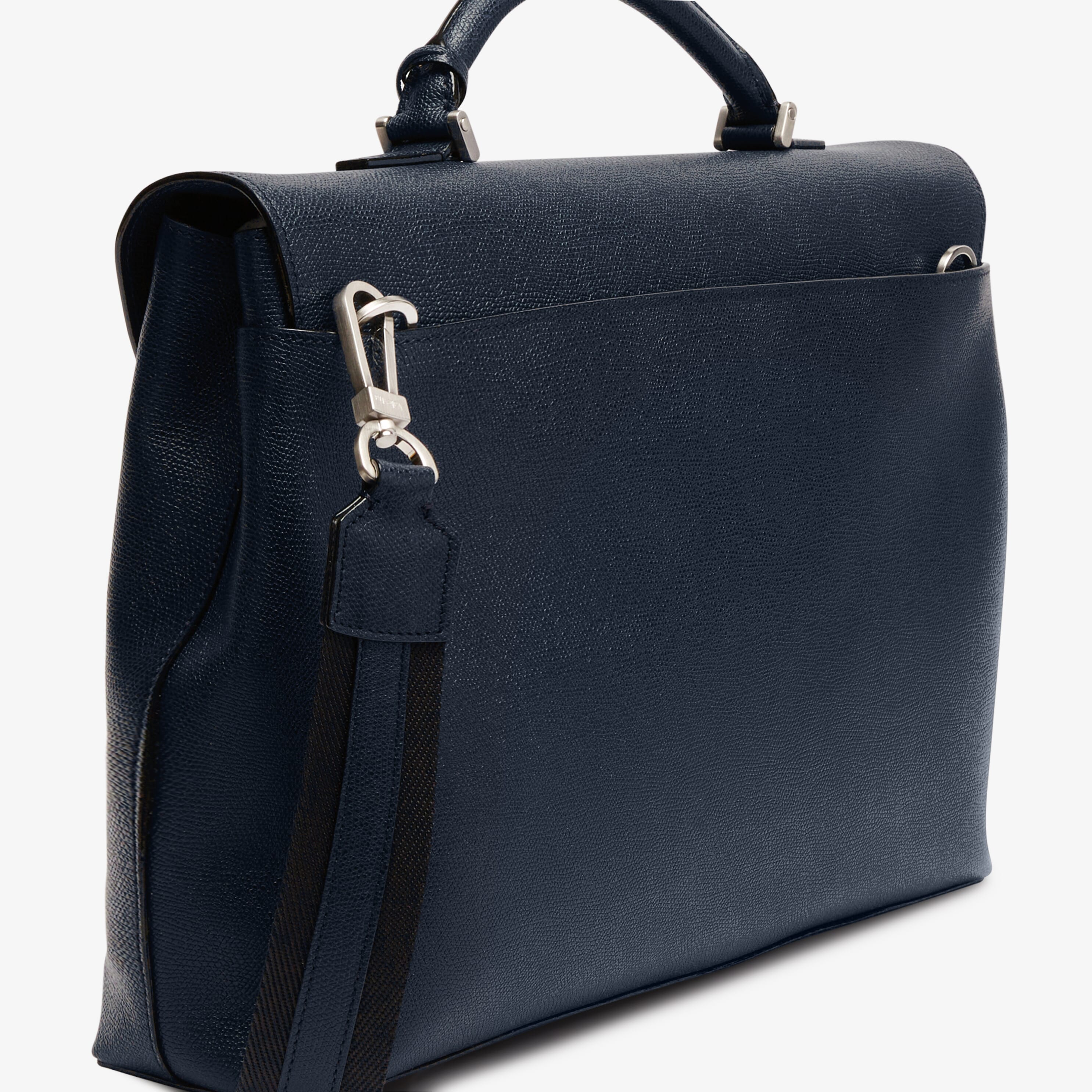 Avietta Briefcase with Flap 24h - Dark Blue - Vitello VS - Valextra - 5