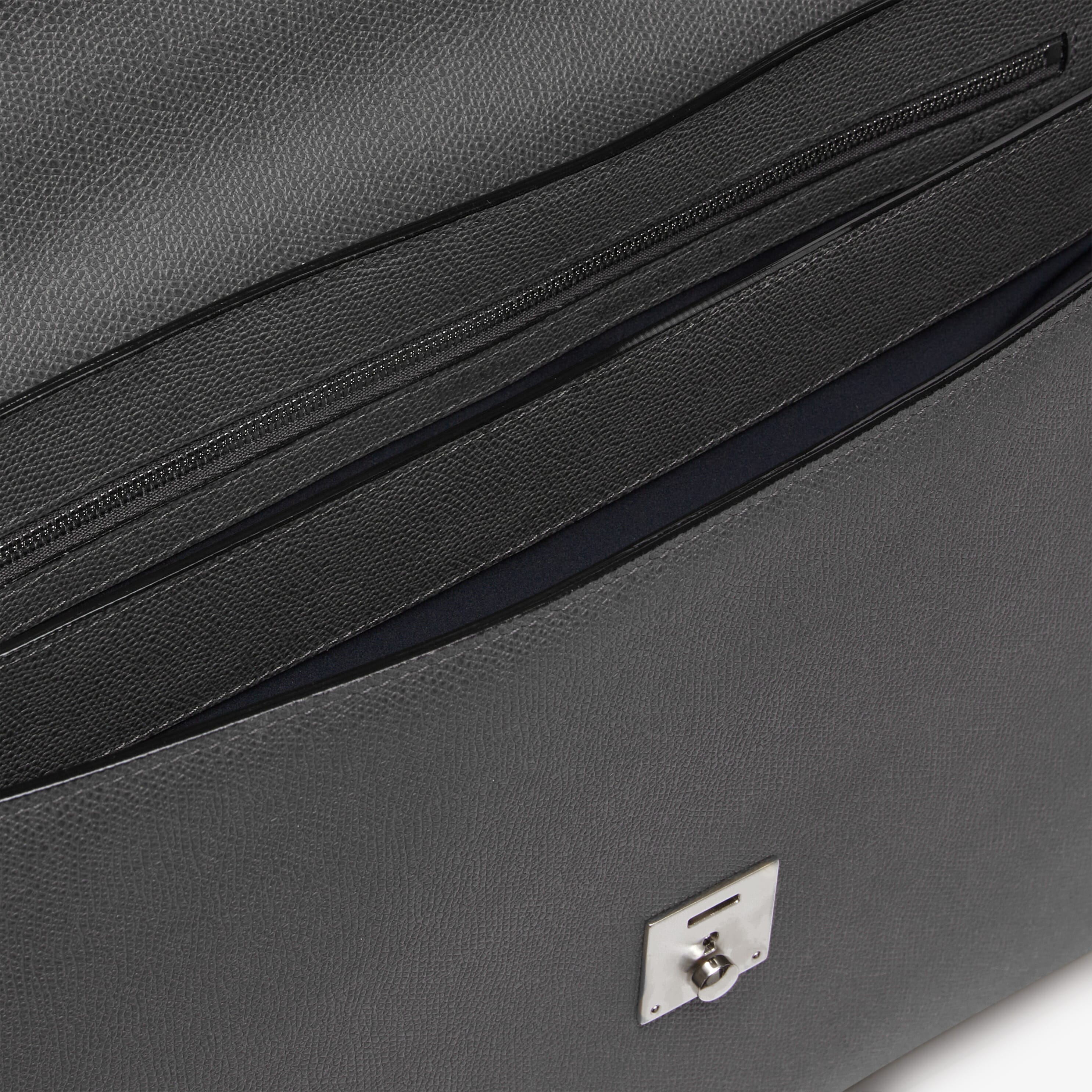 Avietta Briefcase with Flap 24h - Smokey Grey - Vitello VS - Valextra - 3