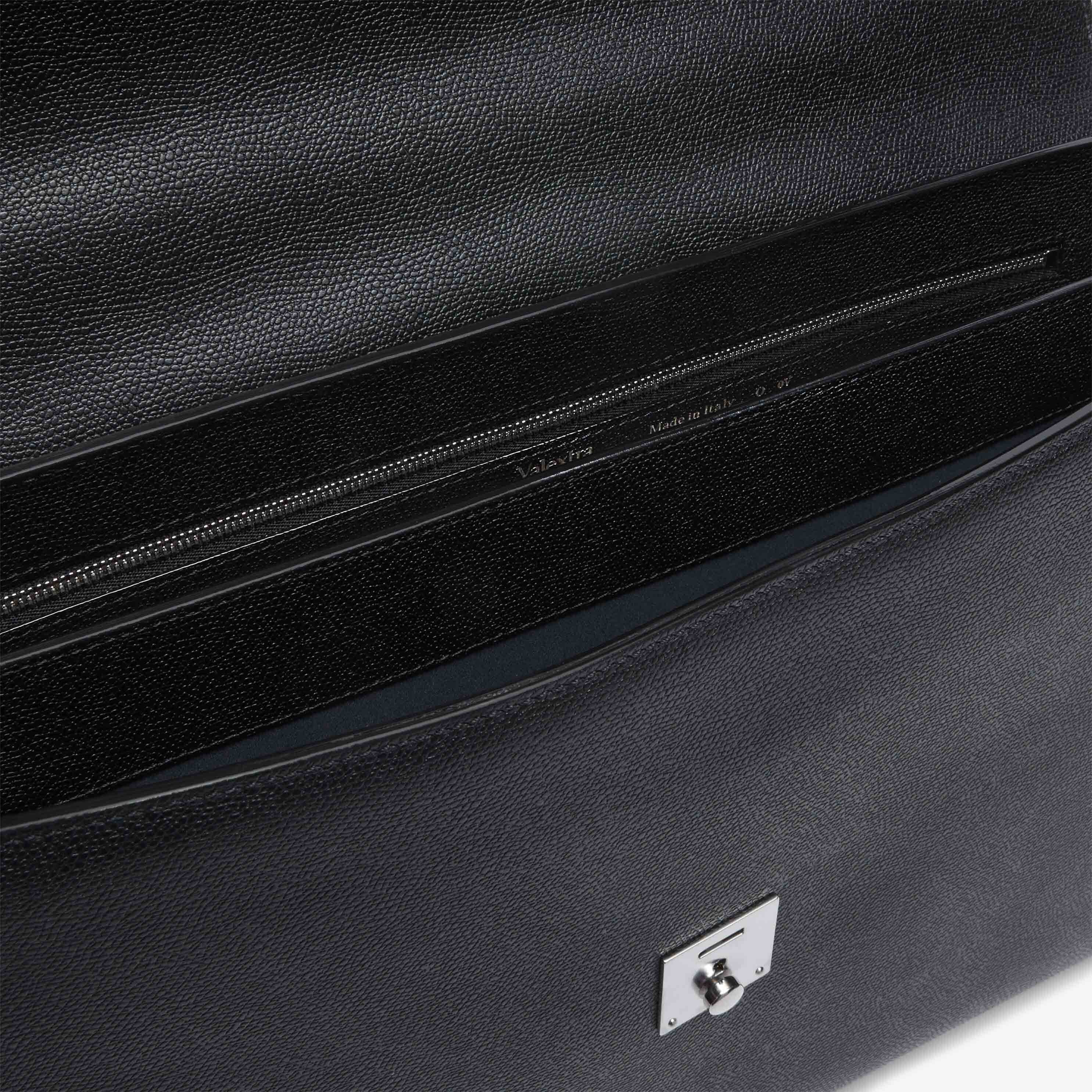 Avietta Briefcase with Flap 24h - Black - Vitello VS - Valextra - 3