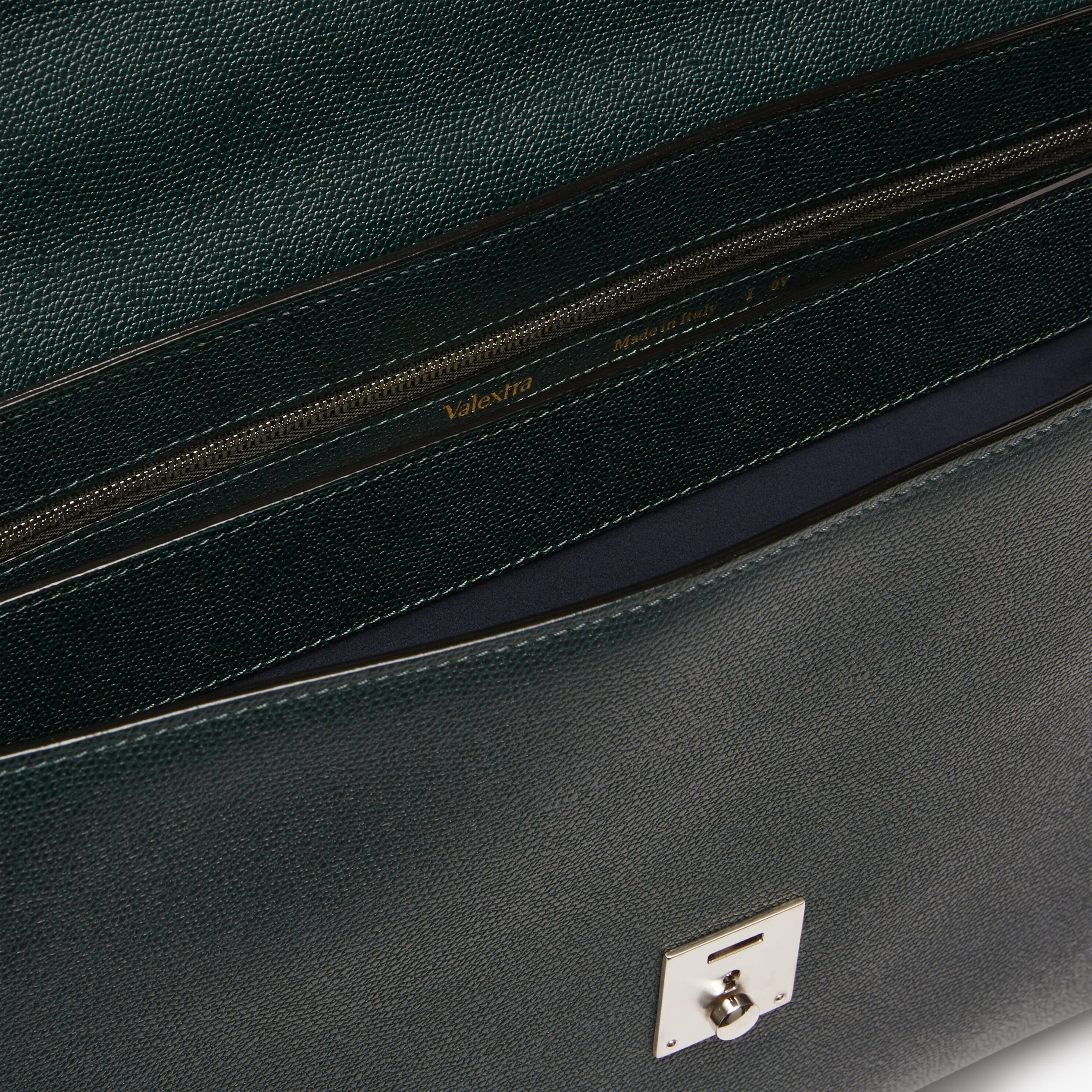 Avietta Briefcase with Flap 24h - Valextra Green - Vitello VS - Valextra - 2