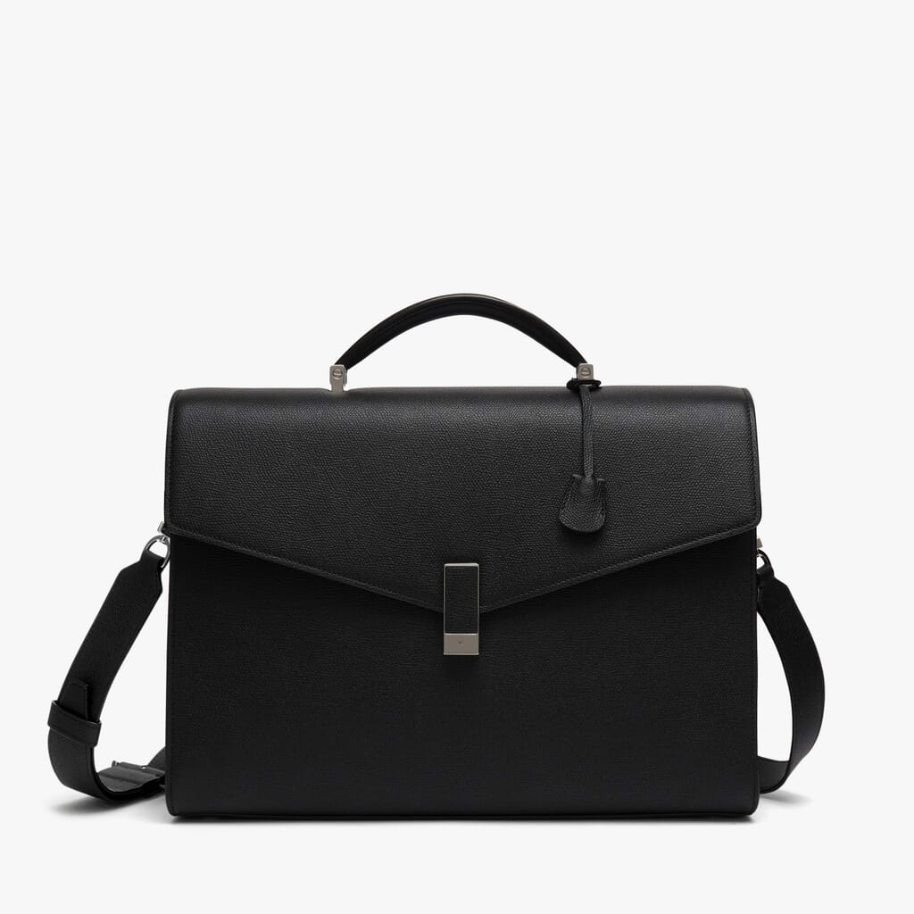 Moss | Men's Black Grained Leather Backpack