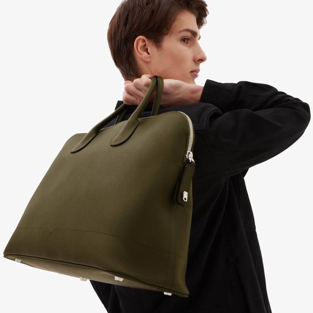 Check Medium Bowling Bag in Olive Green - Women