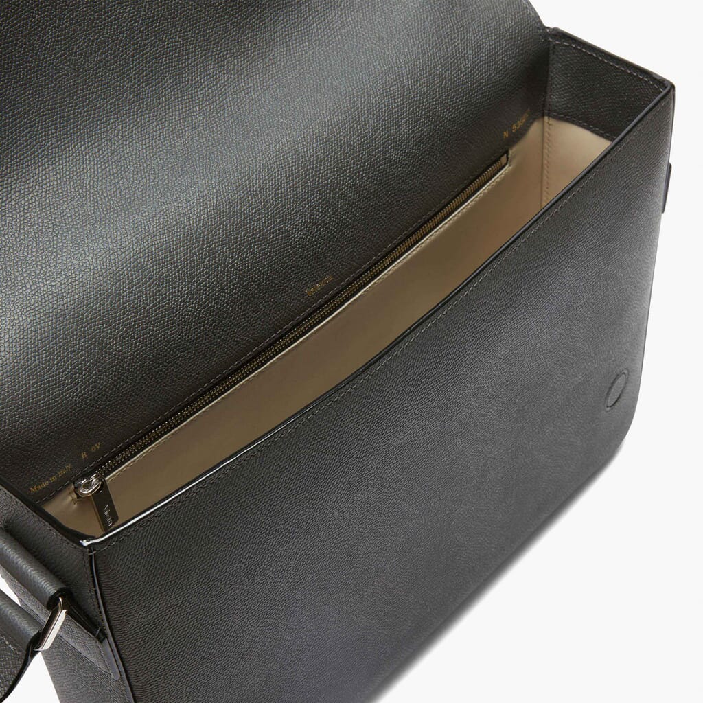 Grey Leather Messenger simple briefcase | Valextra V-Line