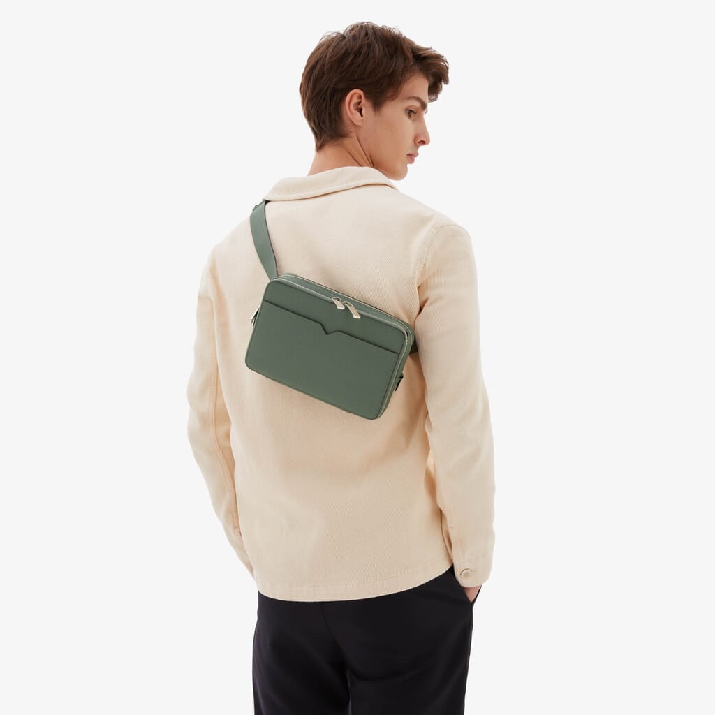 Men's Green Luxury Leather Mini Bum Bag