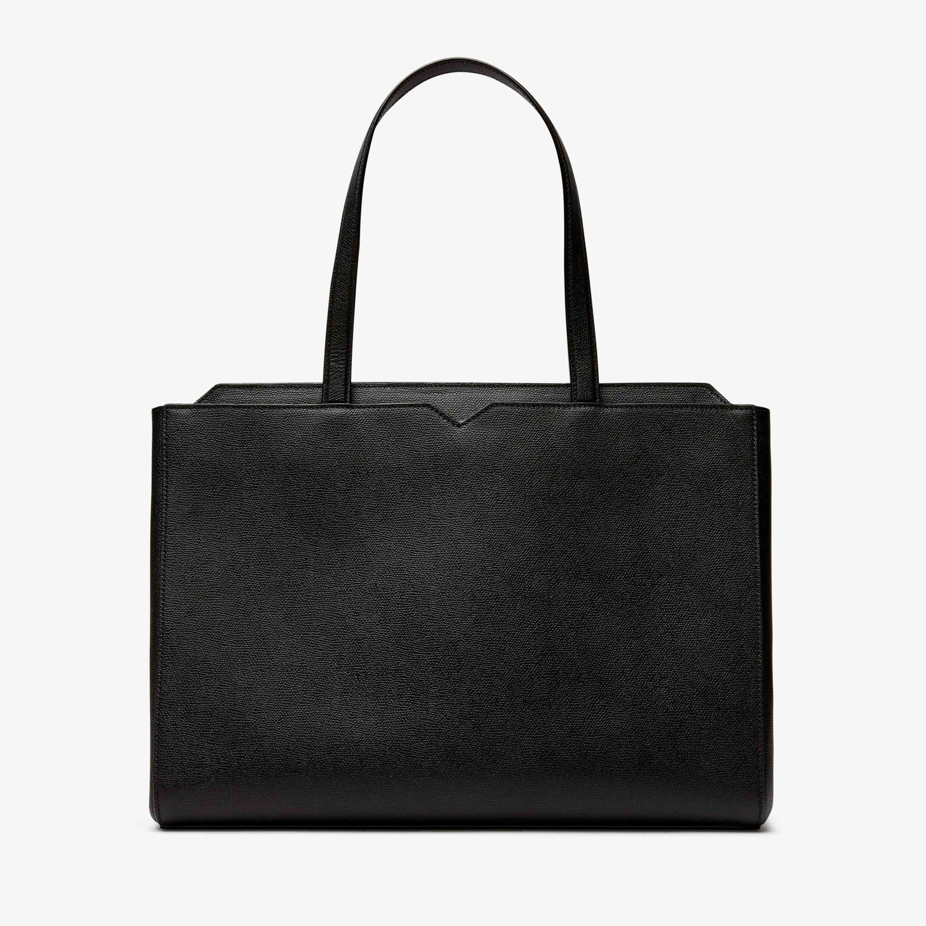 V-line Horizontal Shopping Bag - Black - Vitello VS - Valextra - 1