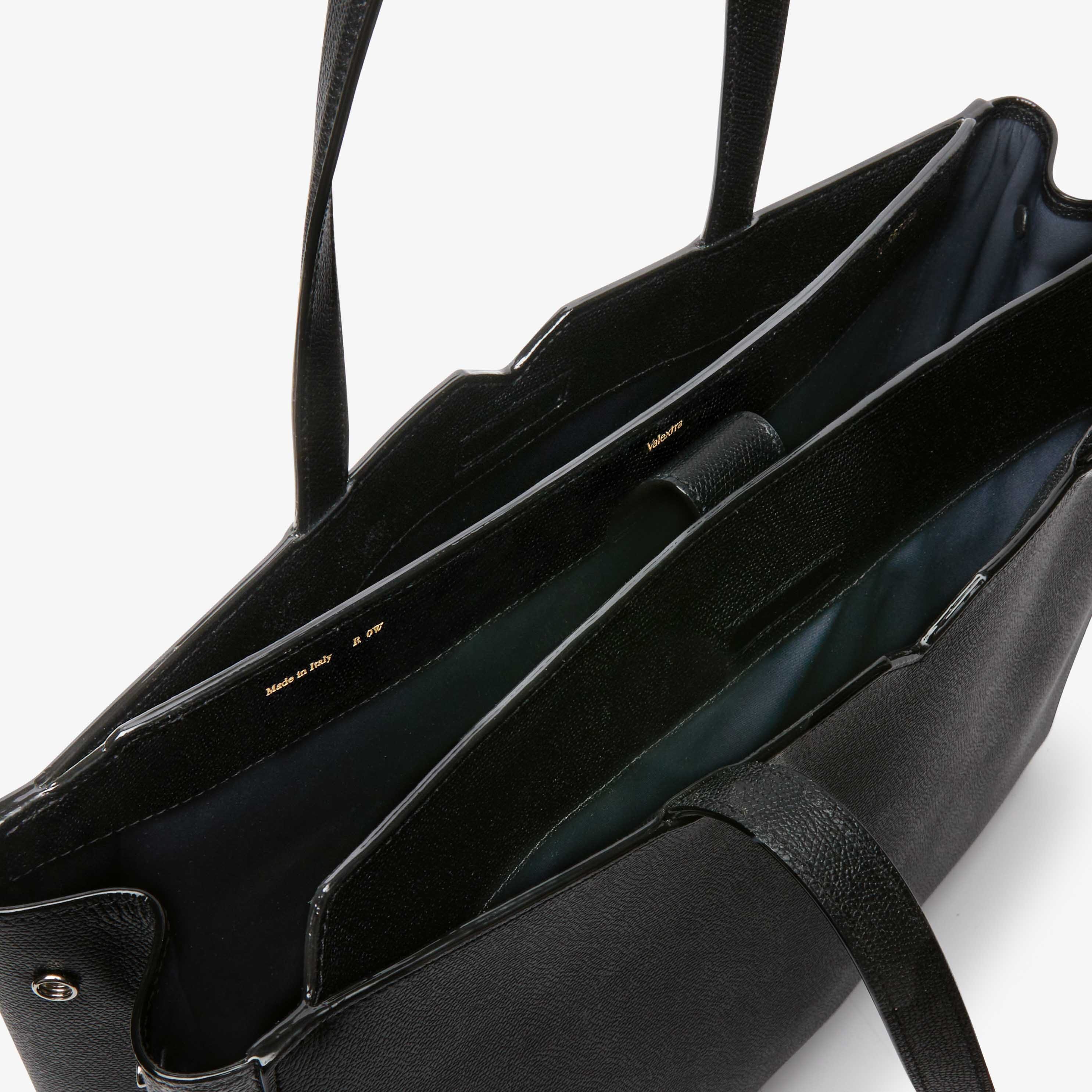 V-line Horizontal Shopping Bag - Black - Vitello VS - Valextra - 3