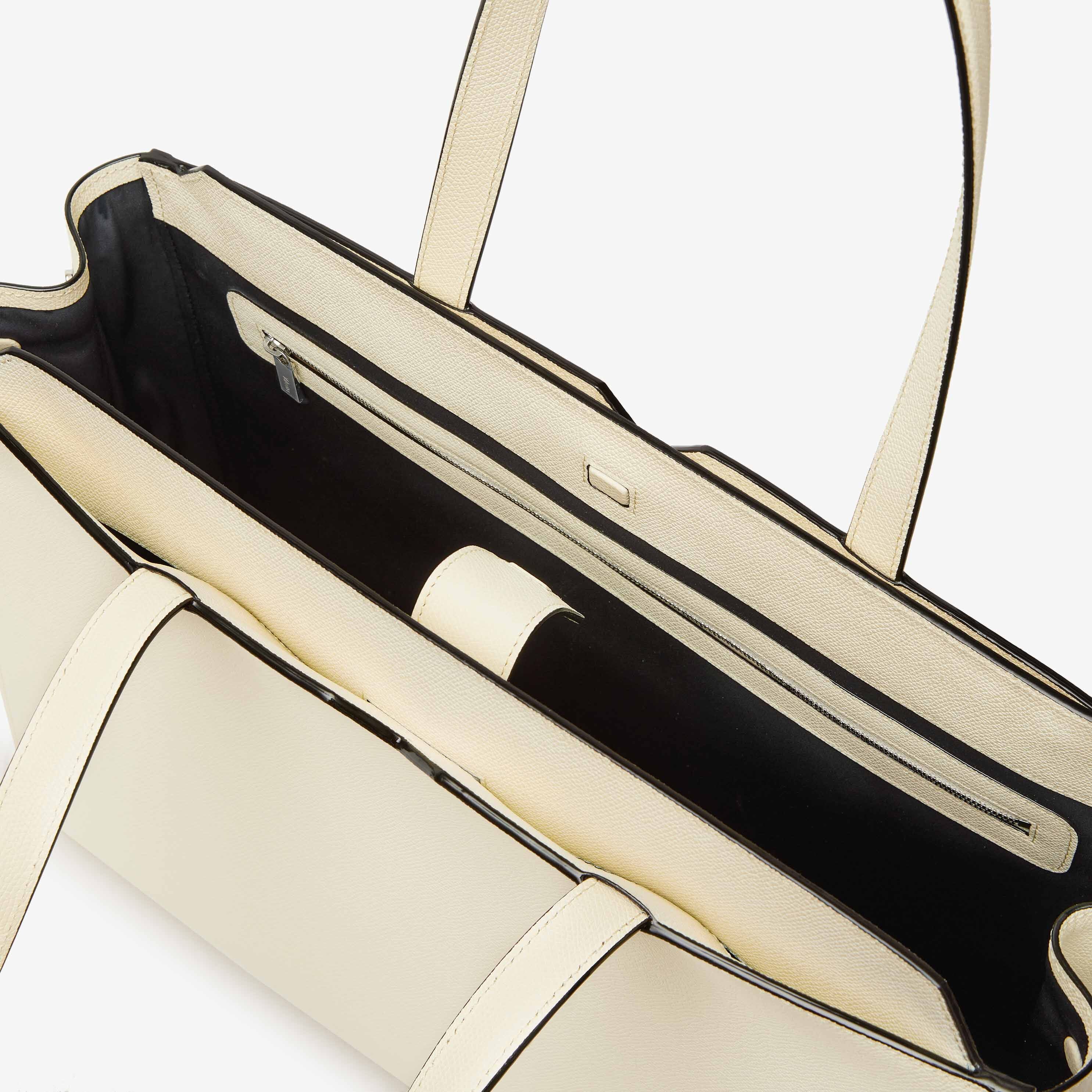 V-line Horizontal Shopping Bag - Pergamena White - Vitello VS - Valextra - 3