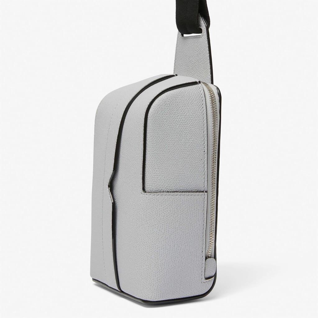 Grey Leather one shoulder compact backpack