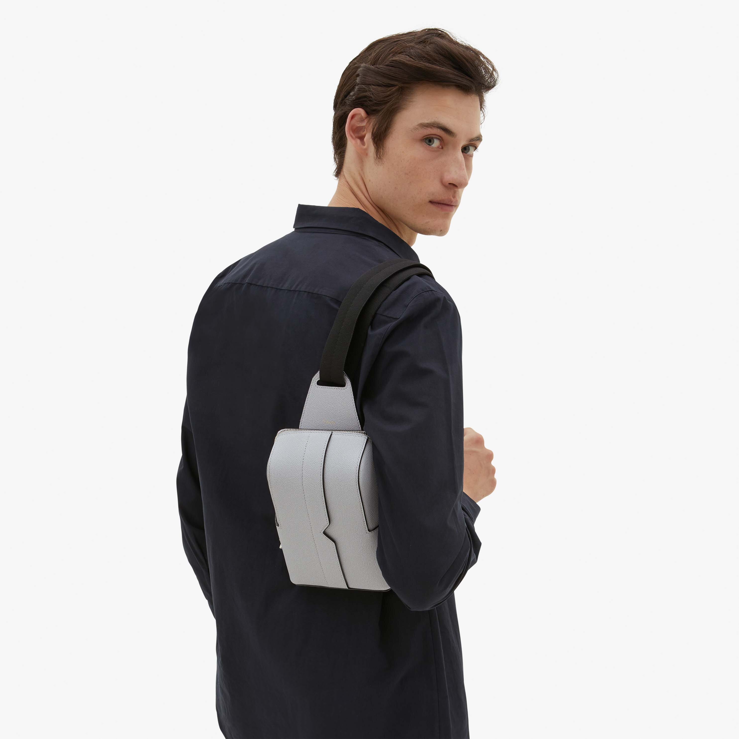 V-Line One Shoulder Mini Backpack - Stone Grey - Vitello VS - Valextra - 2