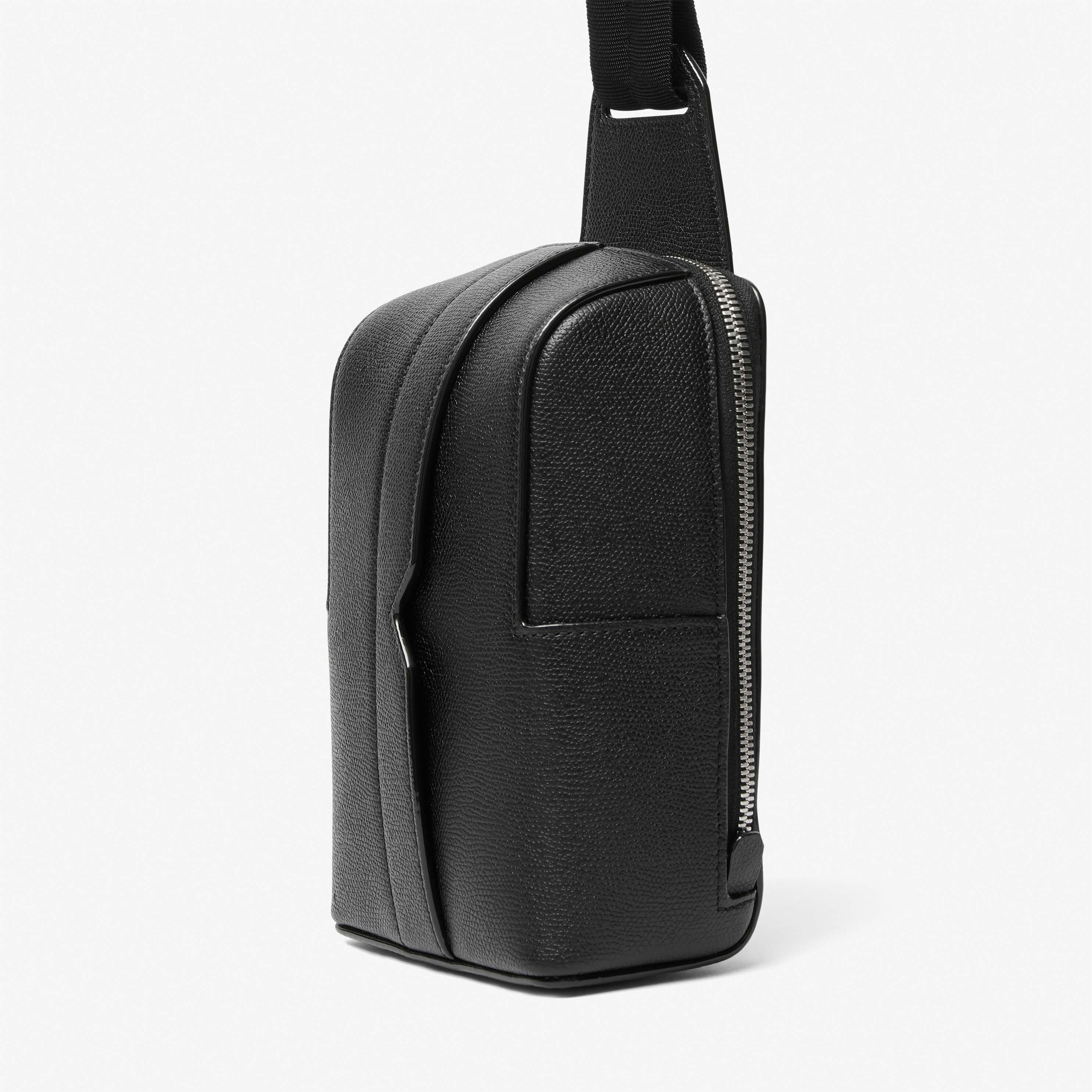 V-Line One Shoulder Mini Backpack - Black - Vitello VS - Valextra - 3