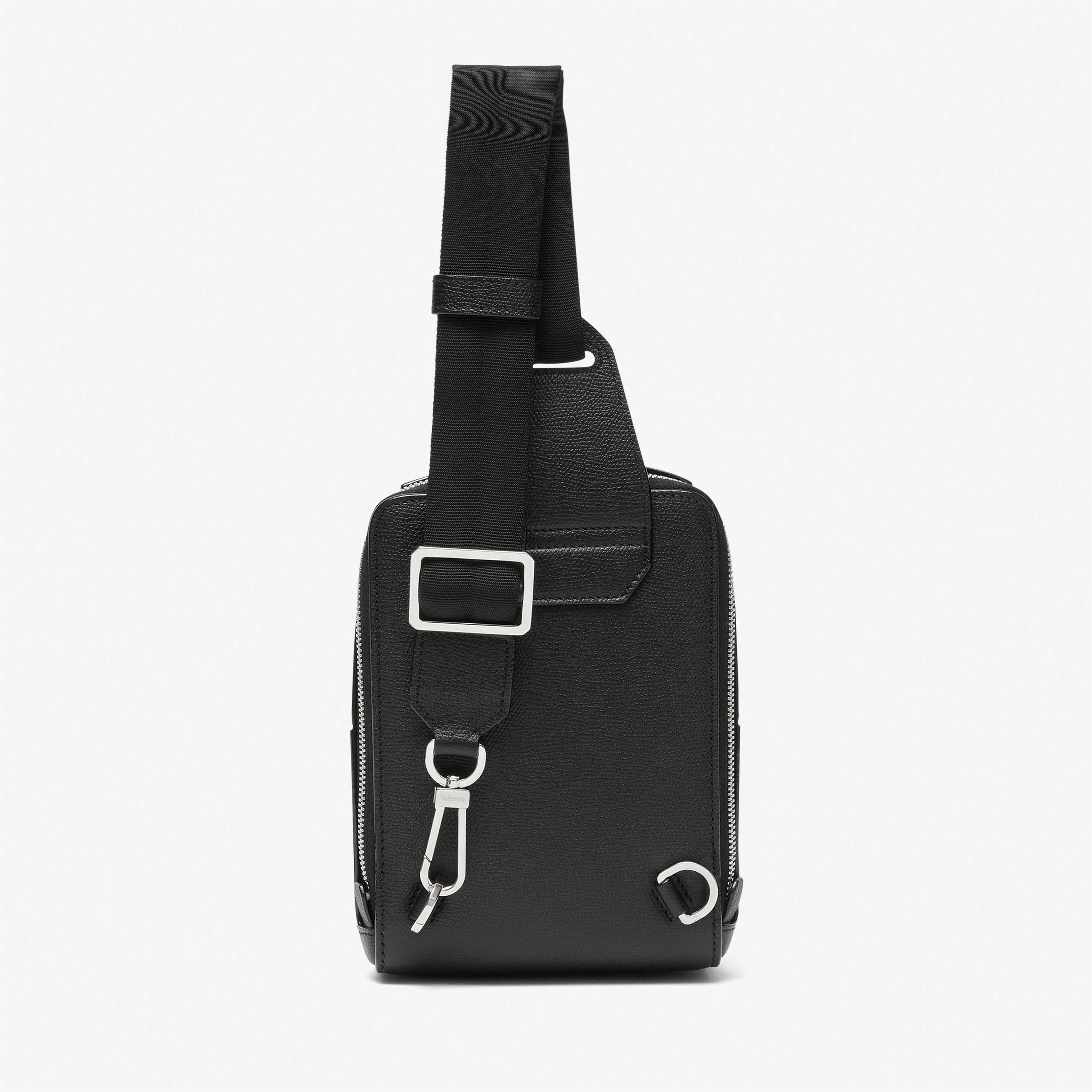 V-Line One Shoulder Mini Backpack - Black - Vitello VS - Valextra - 6