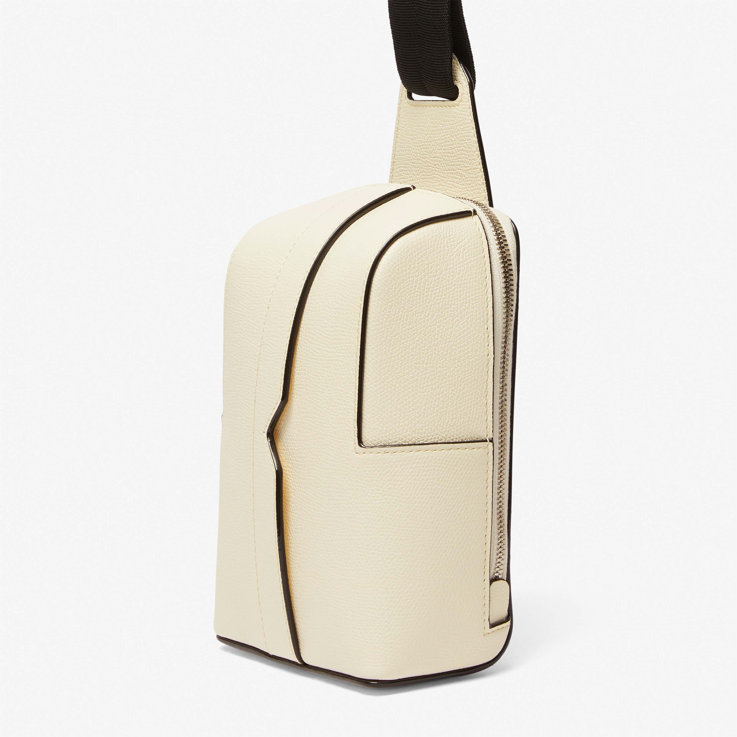 V-Line One Shoulder Mini Backpack - Pergamena White - Vitello VS - Valextra - 3