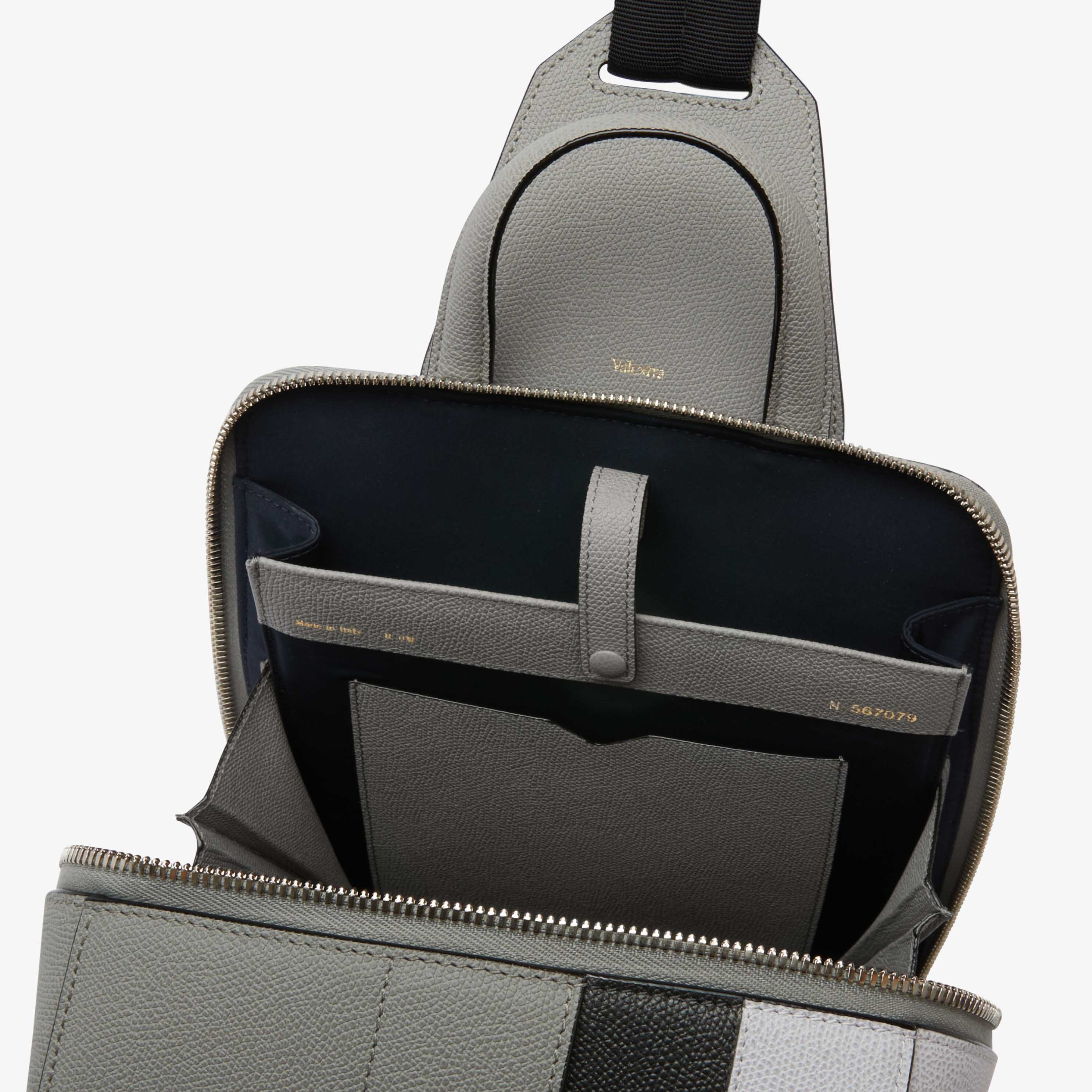 V-line Intarsia One Shoulder Backpack - Cement Grey/Black/Stone Gery - Intarsio V New Zaino - Valextra - 2