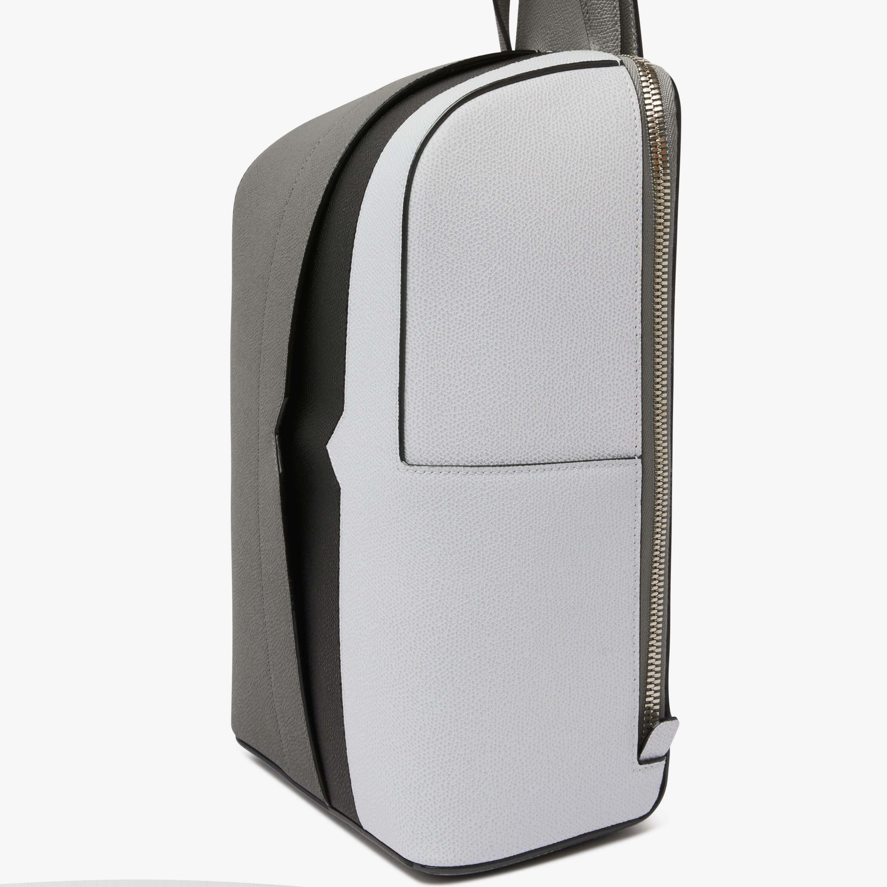 V-line Intarsia One Shoulder Backpack - Cement Grey/Black/Stone Gery - Intarsio V New Zaino - Valextra - 3