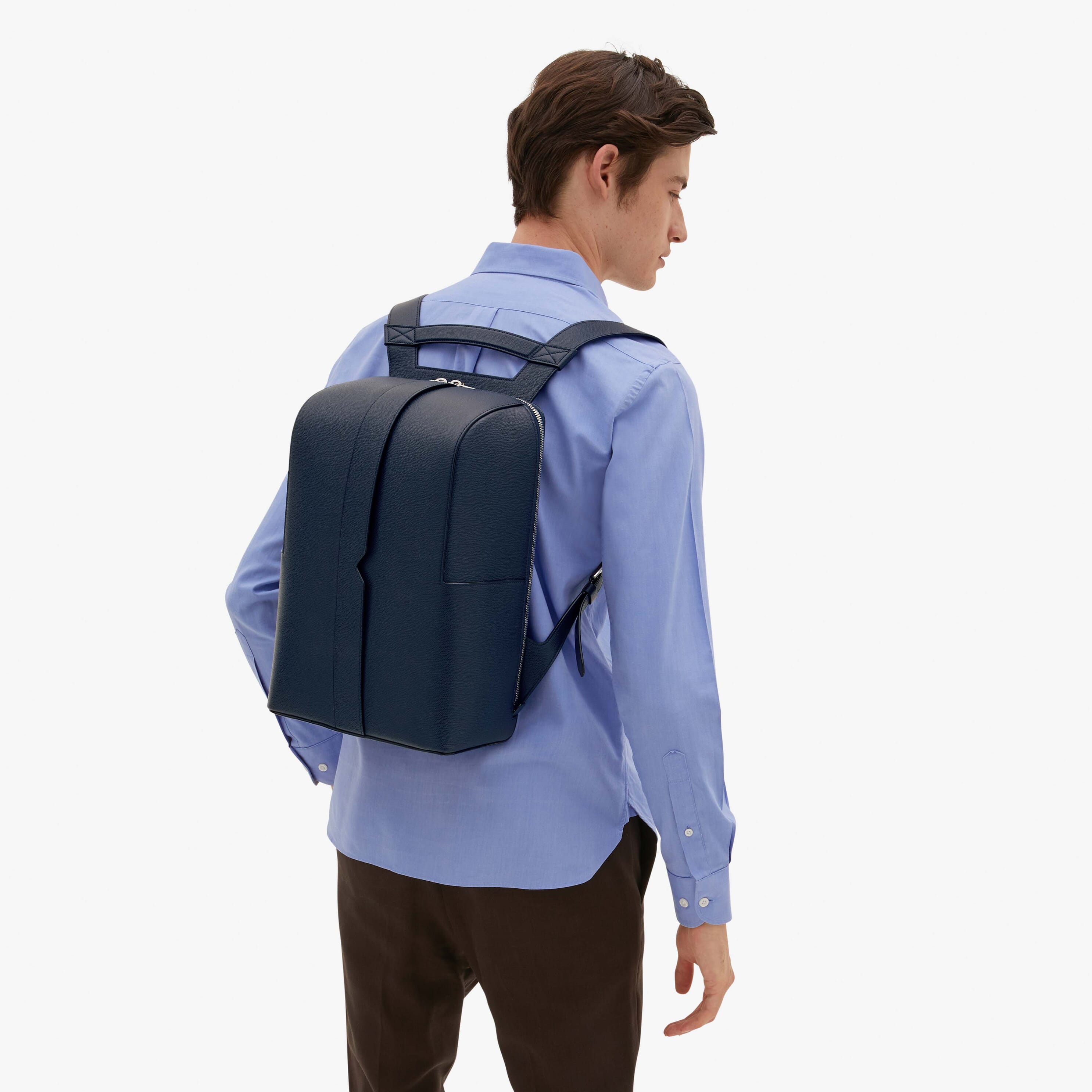 BIG TWO SHOULDER STRAPS BACKPACK V-LINE TRIC TRAC CALF LEATHER VS PALLADIUM,BB,gallery