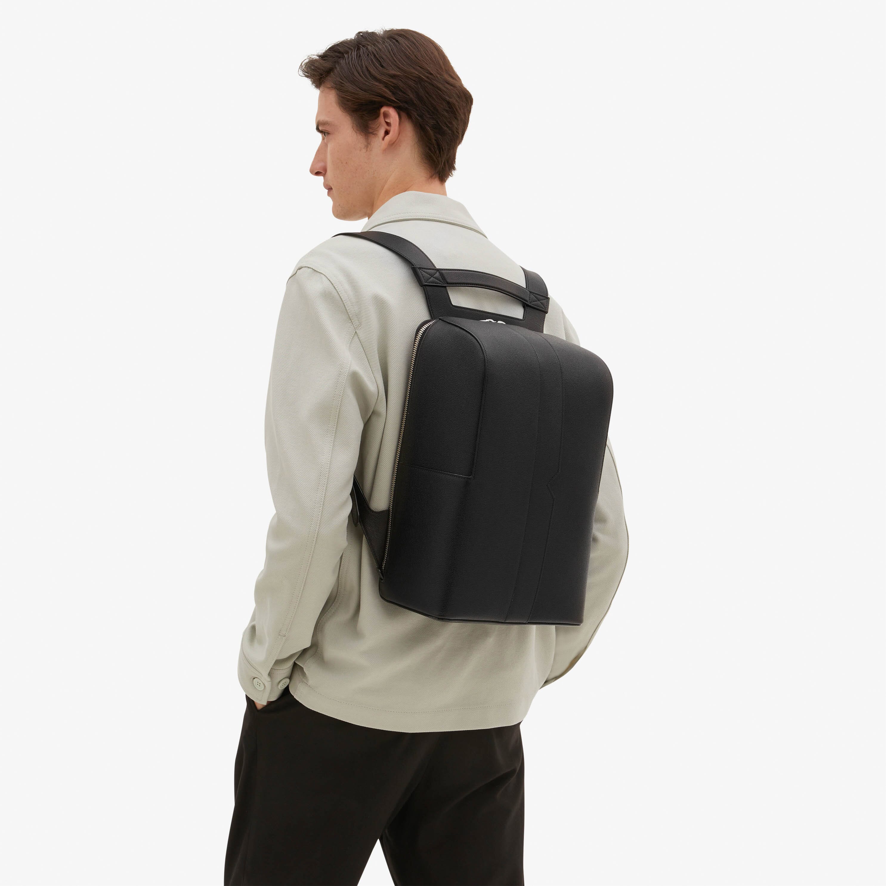 V-Line two shoulder Backpack - Black - Vitello VS - Valextra - 2