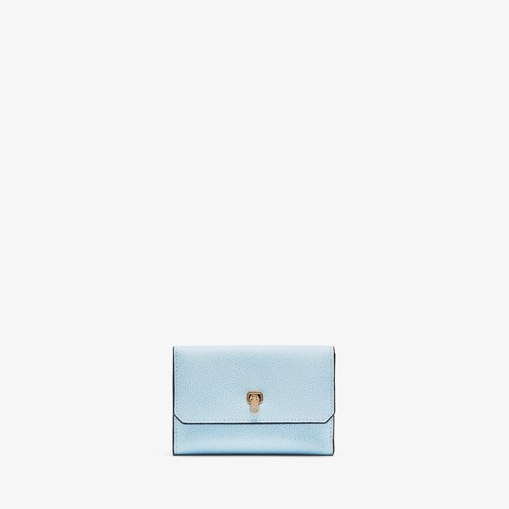 Light Blue Leather Small Double Wallet