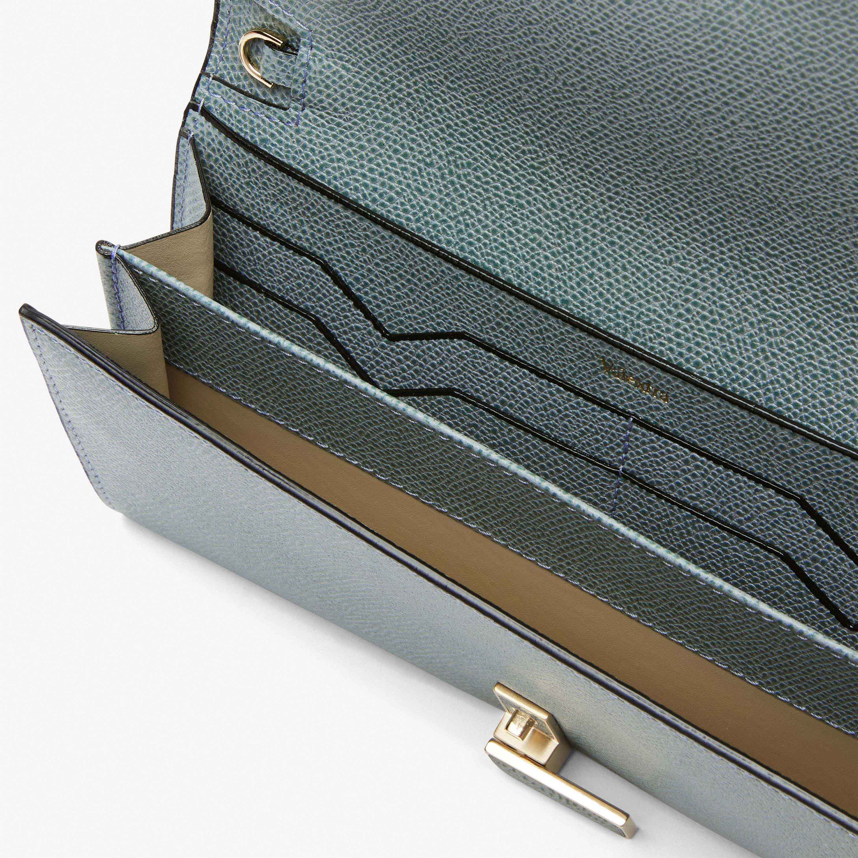 Iside continental purse with chain - Smokey Blue - Vitello VS - Valextra - 3