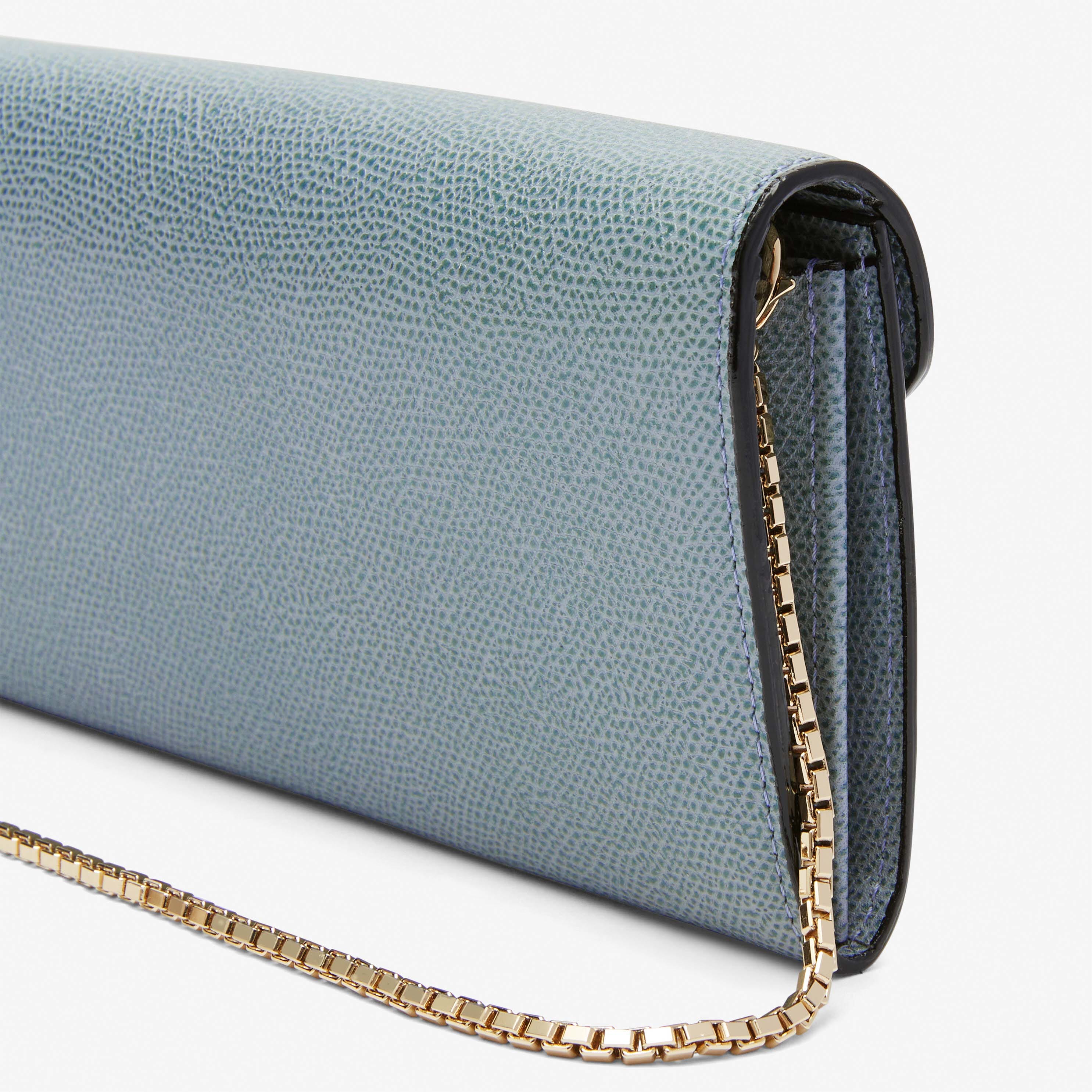 Iside continental purse with chain - Smokey Blue - Vitello VS - Valextra - 4