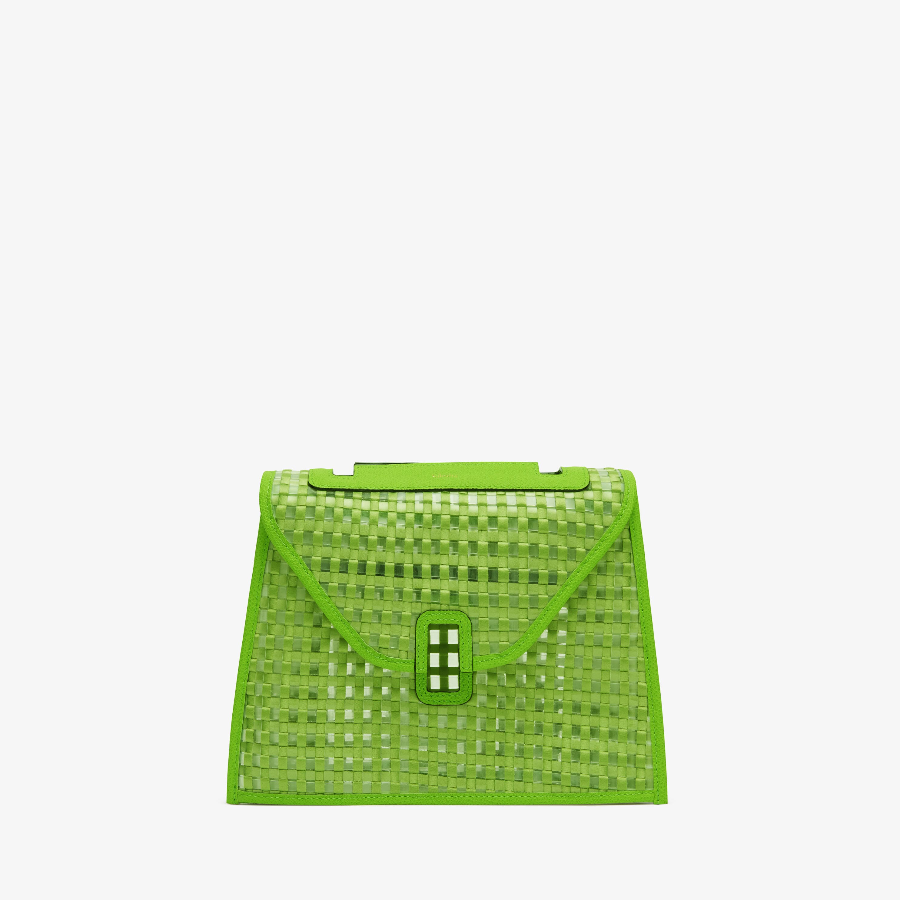 Raincoat Iside woven Mini - Apple Green - Tessuto Rete Pvc/Vitello VS - Valextra - 1