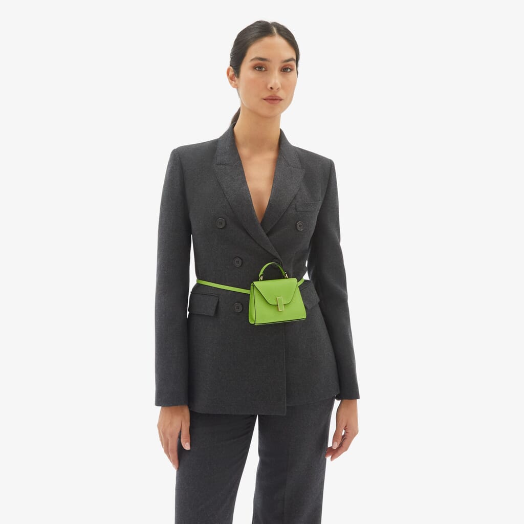 Women's Green Grained Leather Luxury Belt Bag