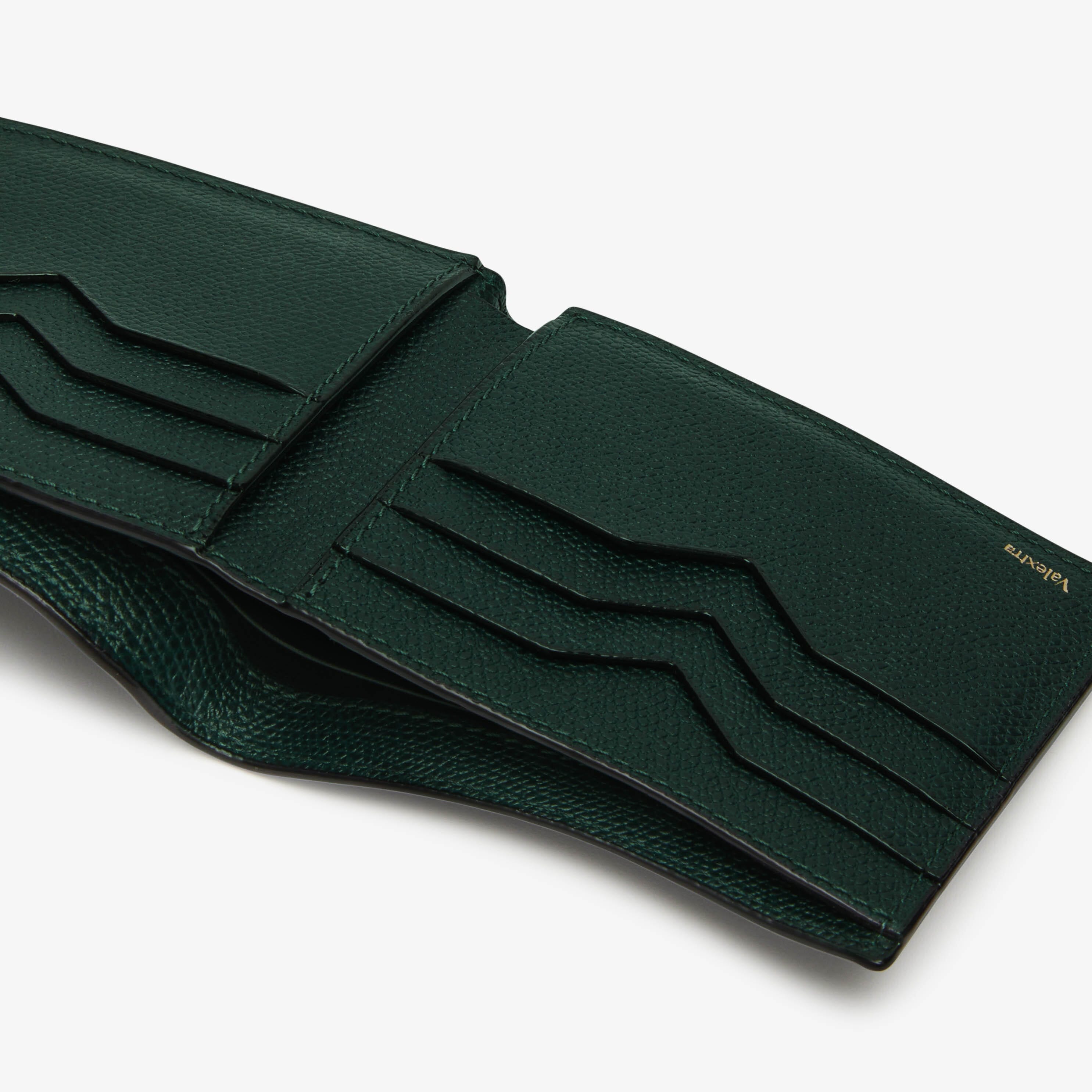 Green Leather Bifold elegant and compact wallet | Valextra