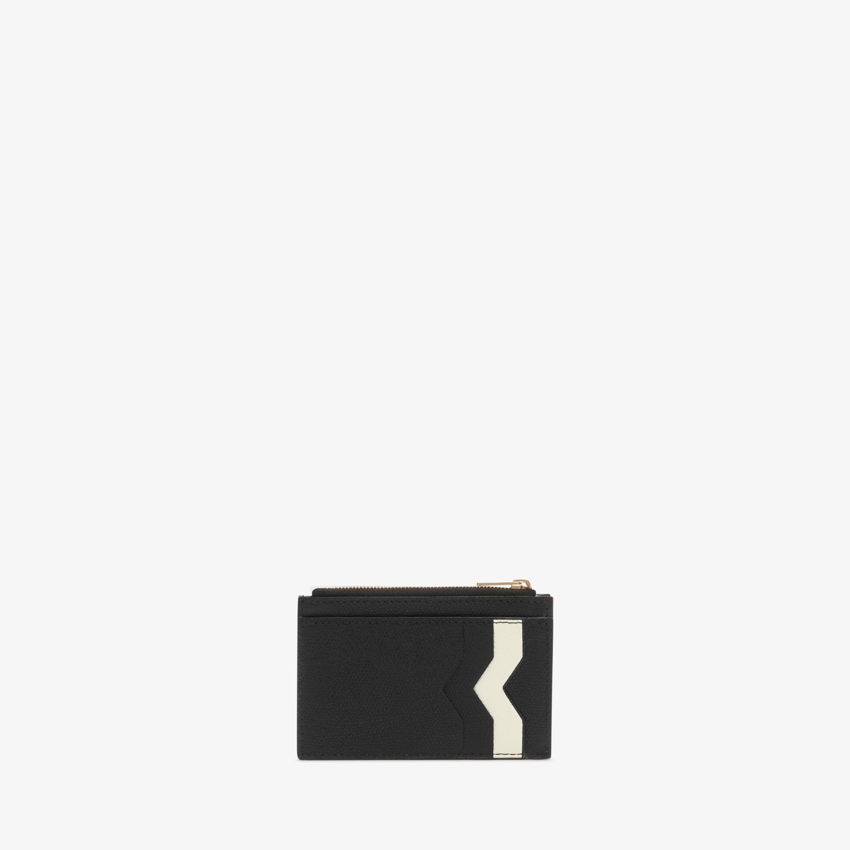 Card Holder 3CC with Zip - Black/Pergamena White - Vitello VS - Valextra - 1