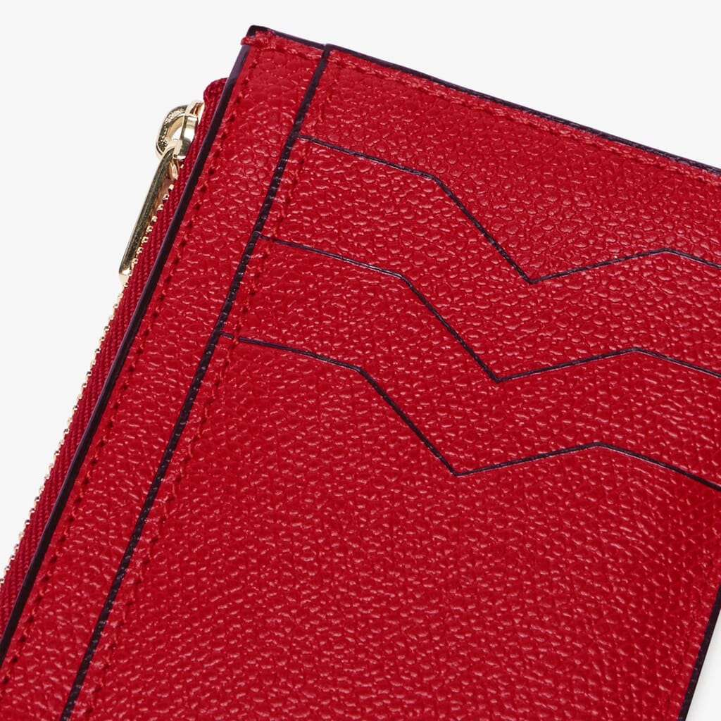 Valextra, Small Wallet with Coin Holder, Red