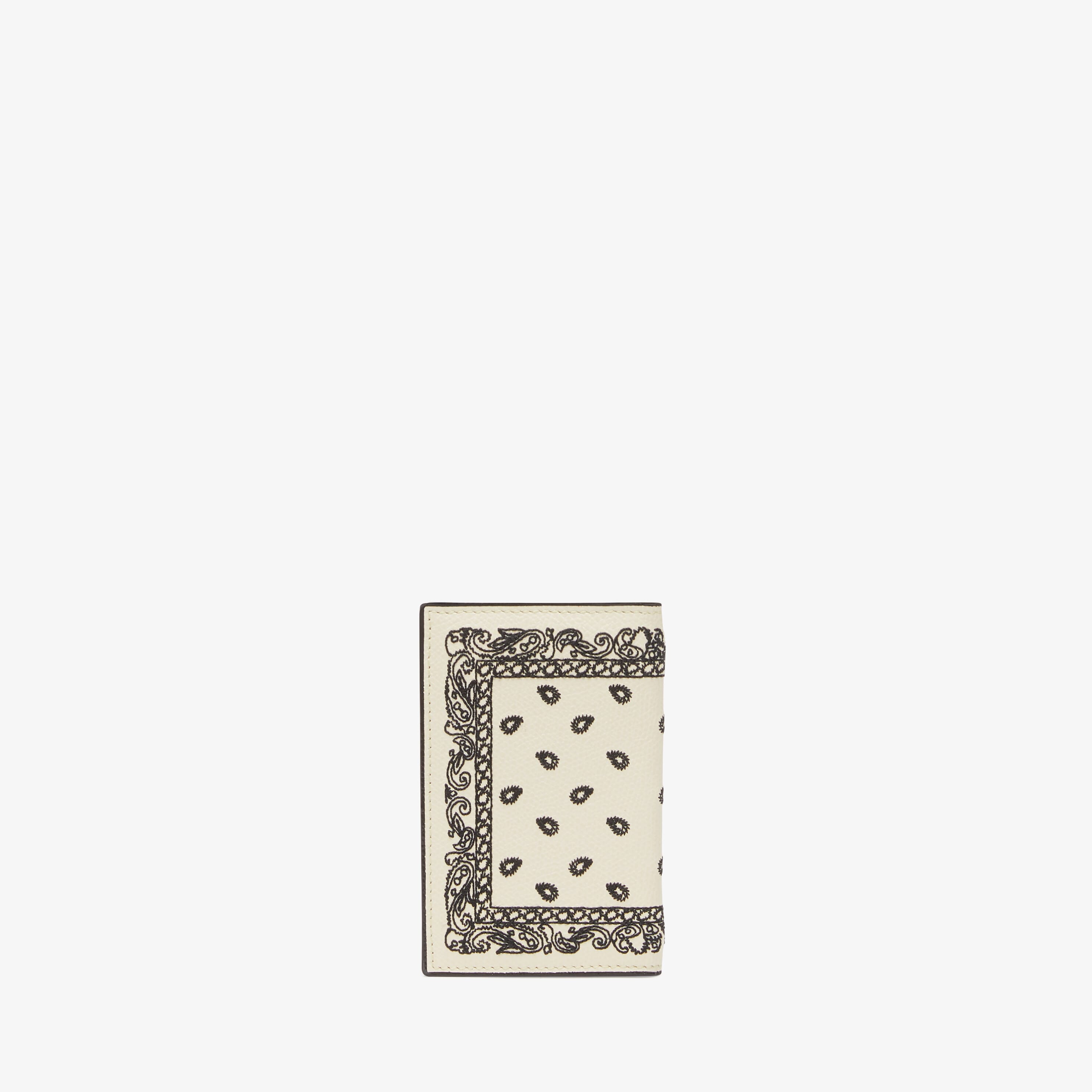 Bandana Card Case Onda - Pergamena White/Black - Vitello VS-Ricamo Paisley - Valextra - 4