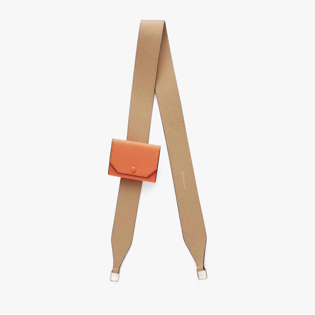 Shoulder Strap with Coin Purse - Cachemire Beige/Peach Orange - Vitello VS - Valextra - 1