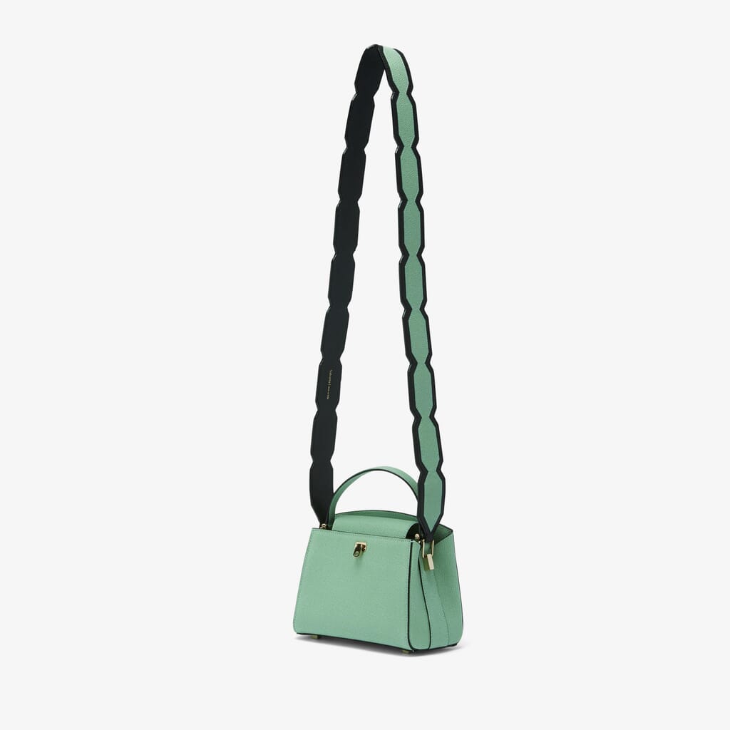 Meander Intarsia Strap - Aqua Green/Black - VS Vitello Bordatura - Valextra - 2
