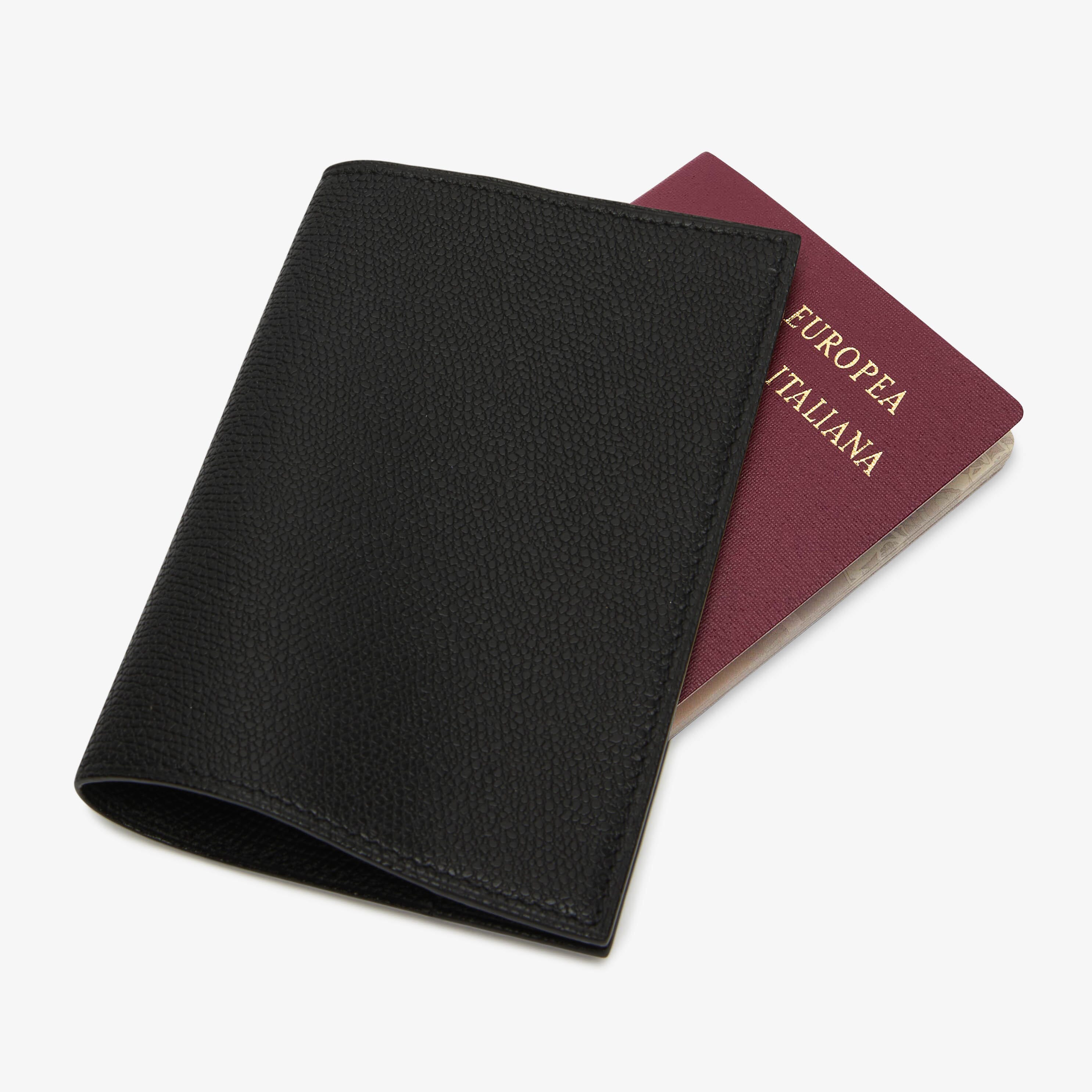 Black Saffiano Leather Passport Holder