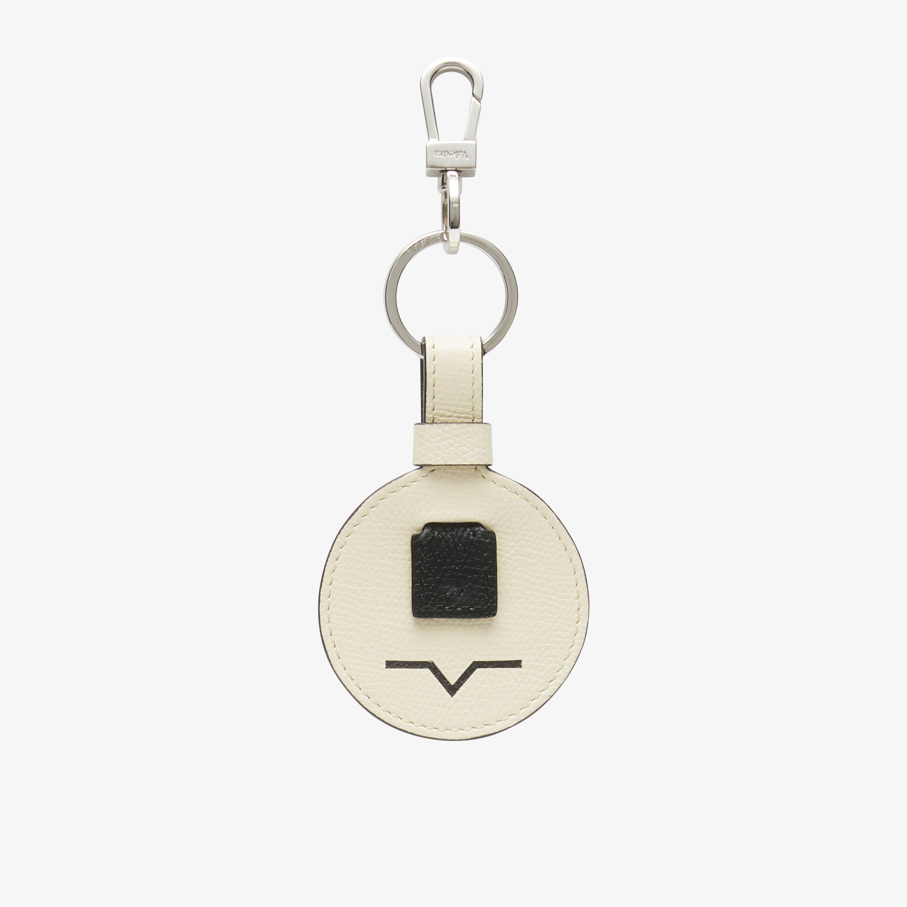 Circular Smile Intarsia Key Holder - Pergamena White/Black