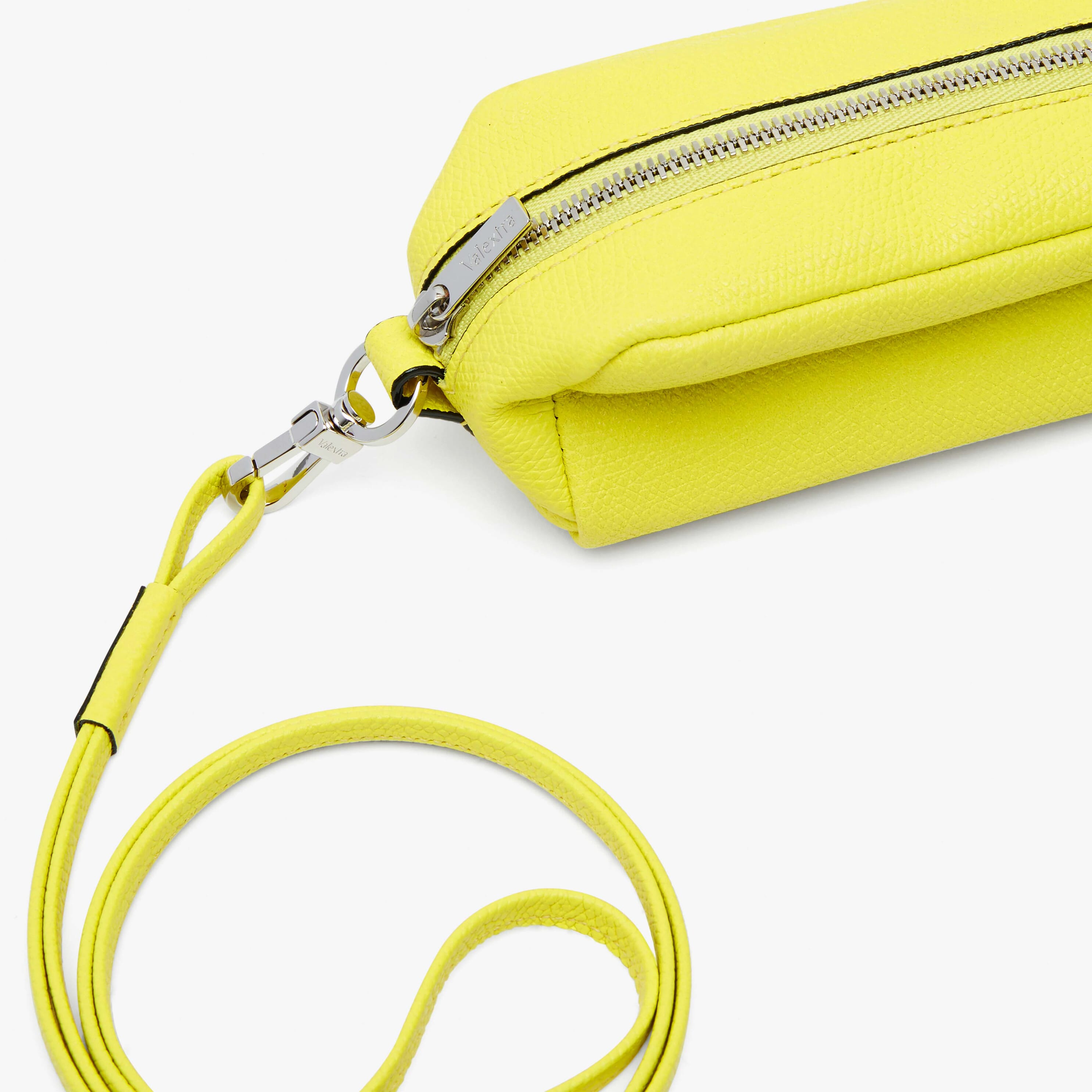 Lime Yellow Leather Micro beauty-case/Micro bag | Valextra