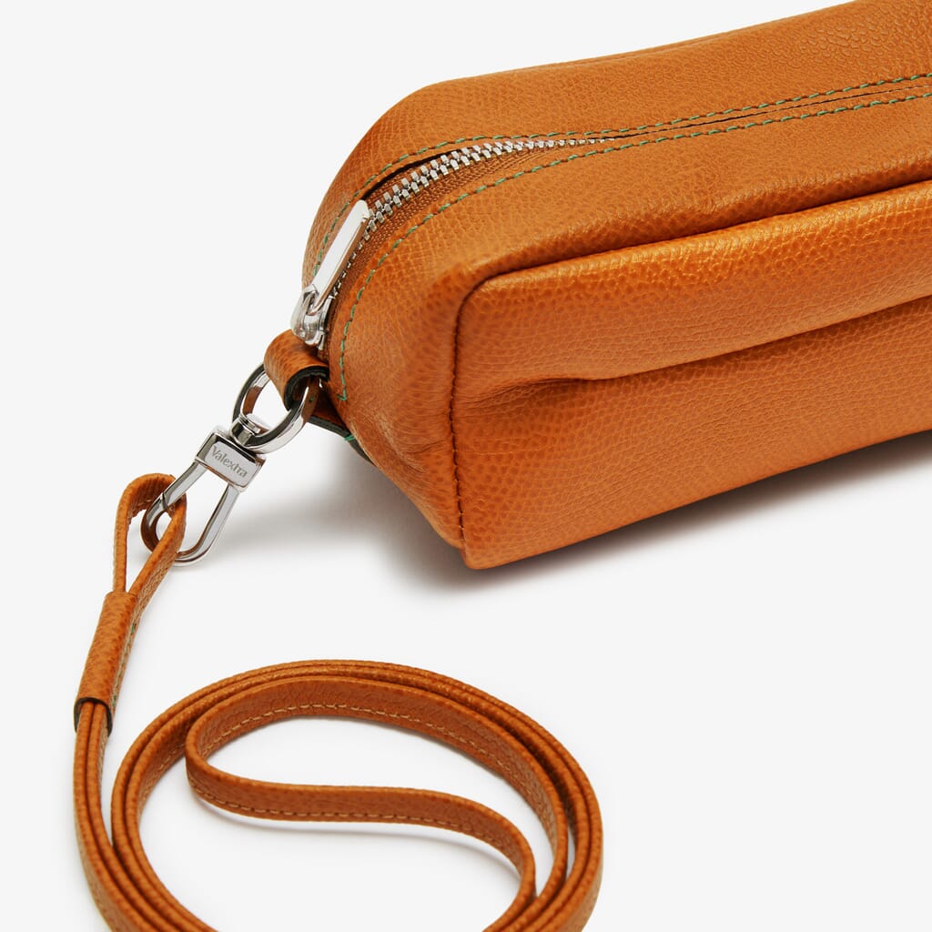 Leather Card Case With Zip Coin Purse And Key Chain - Havana Tan