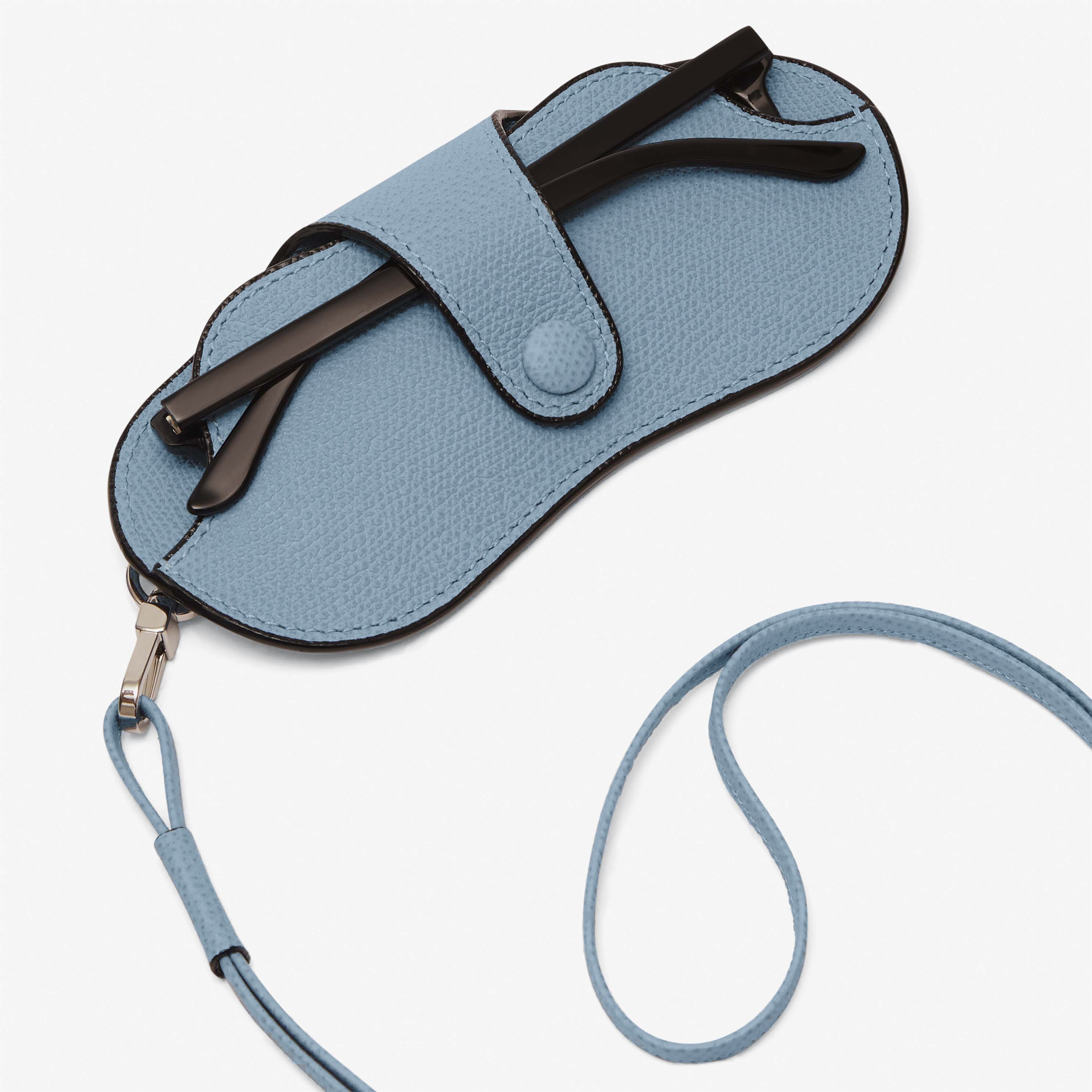 Glasses case with lanyard - Shirt Blue - Vitello VS - Valextra - 2