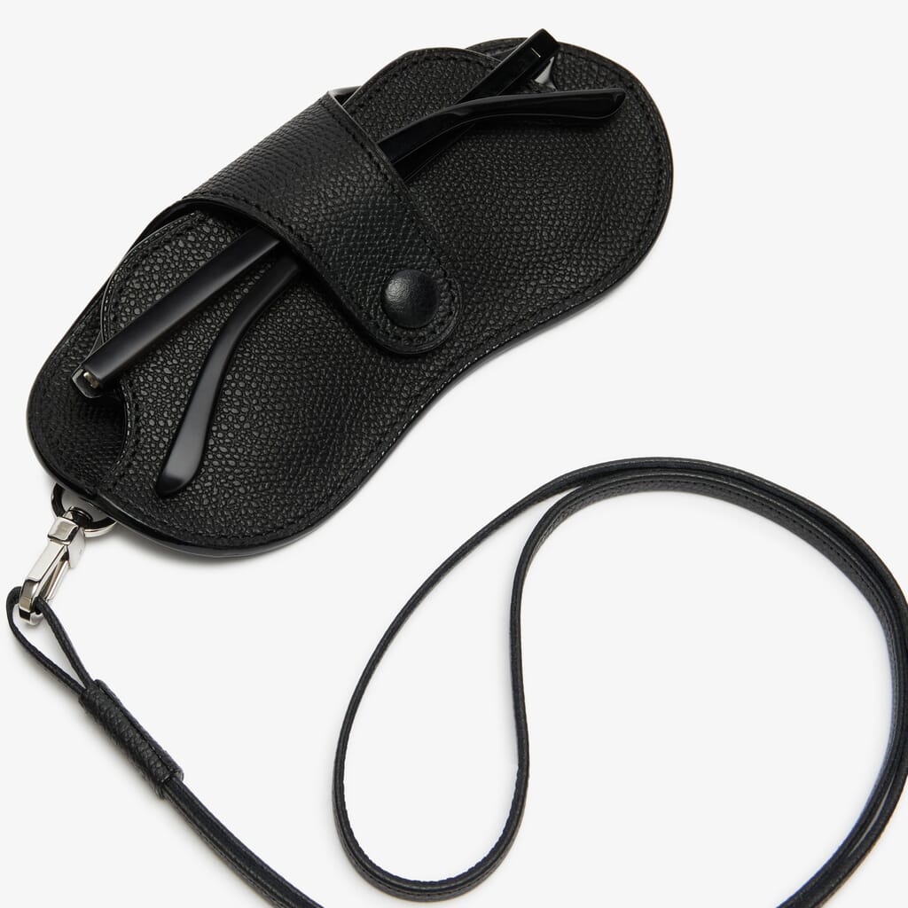 Glasses case with lanyard - Black - Vitello VS - Valextra - 2