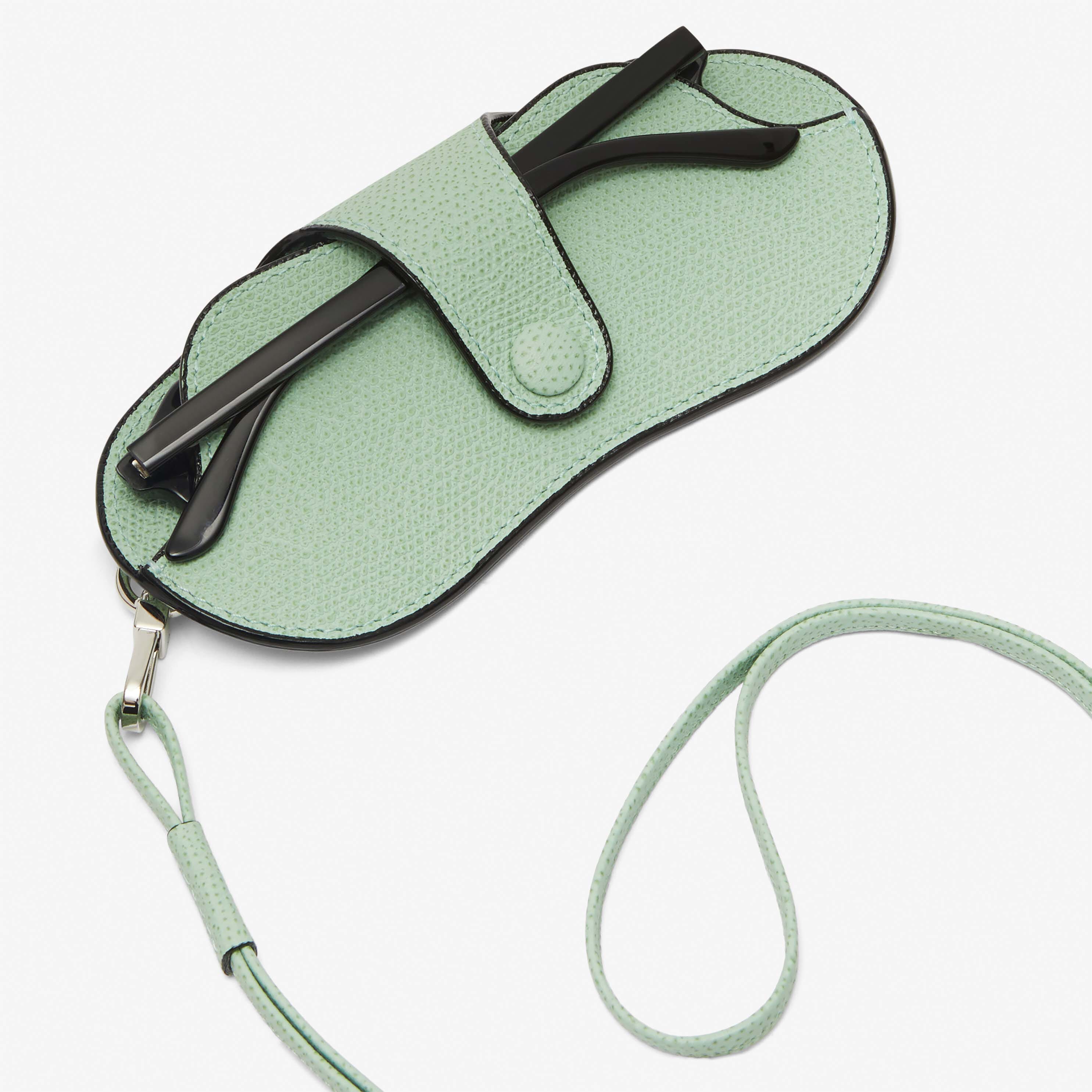 Glasses case with lanyard - Aqua Green - Vitello VS - Valextra - 2