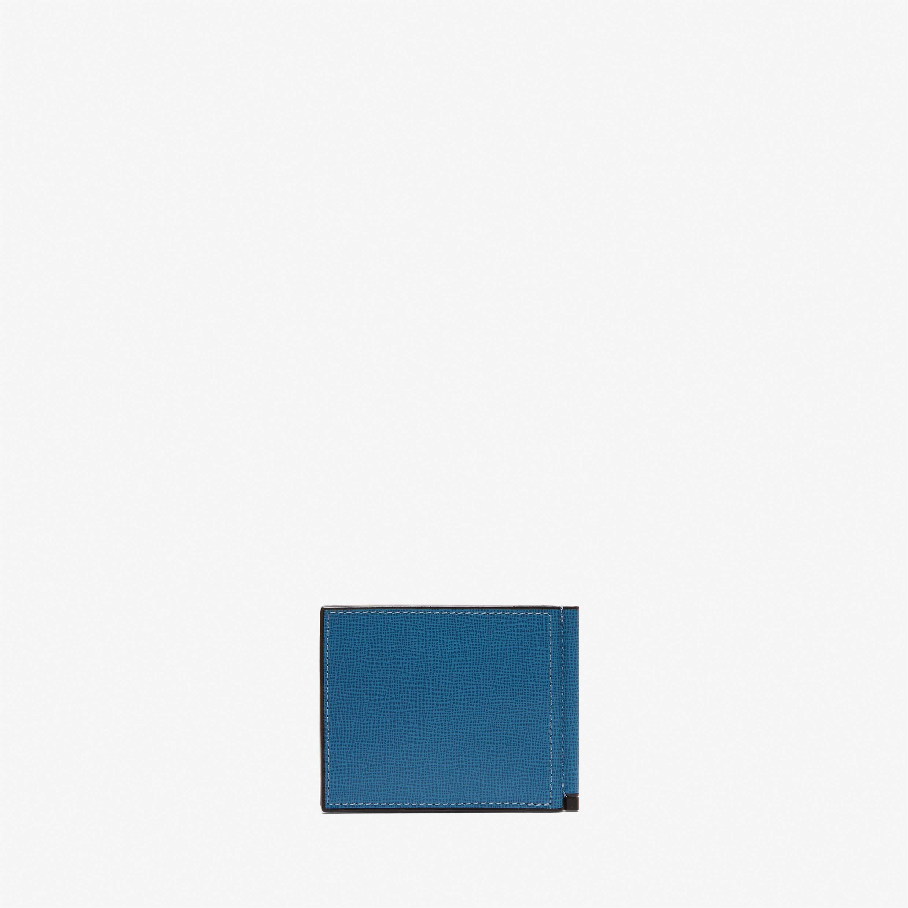 Cobalt Blue Leather Money clip Wallet | Valextra