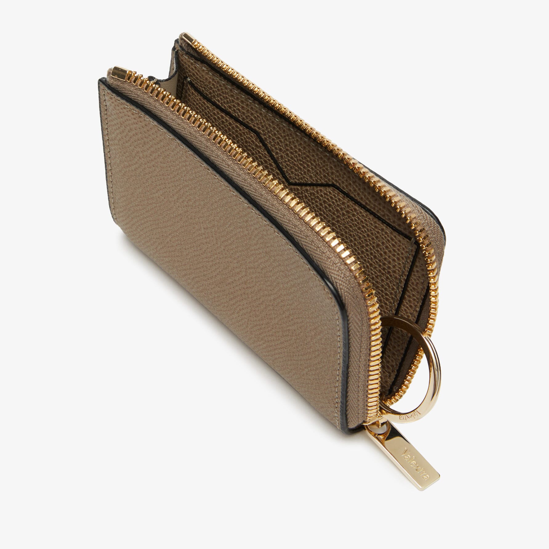 Oyster Brown Leather zipped key holder Valextra Zip Around