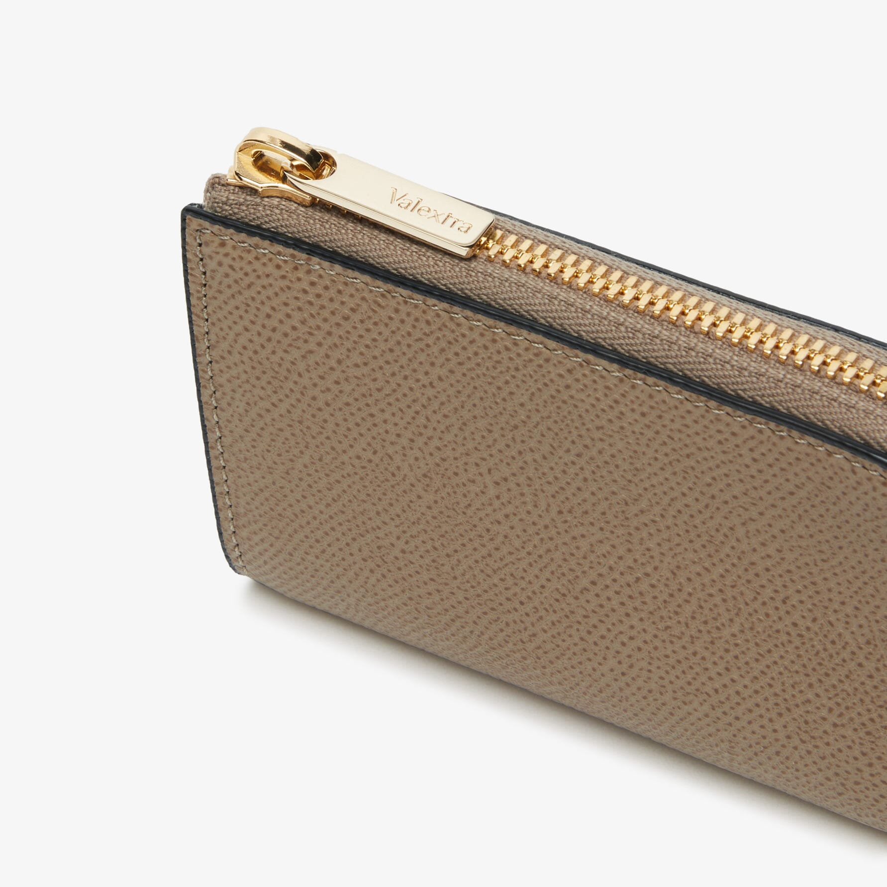 Oyster Brown Leather zipped key holder Valextra Zip Around