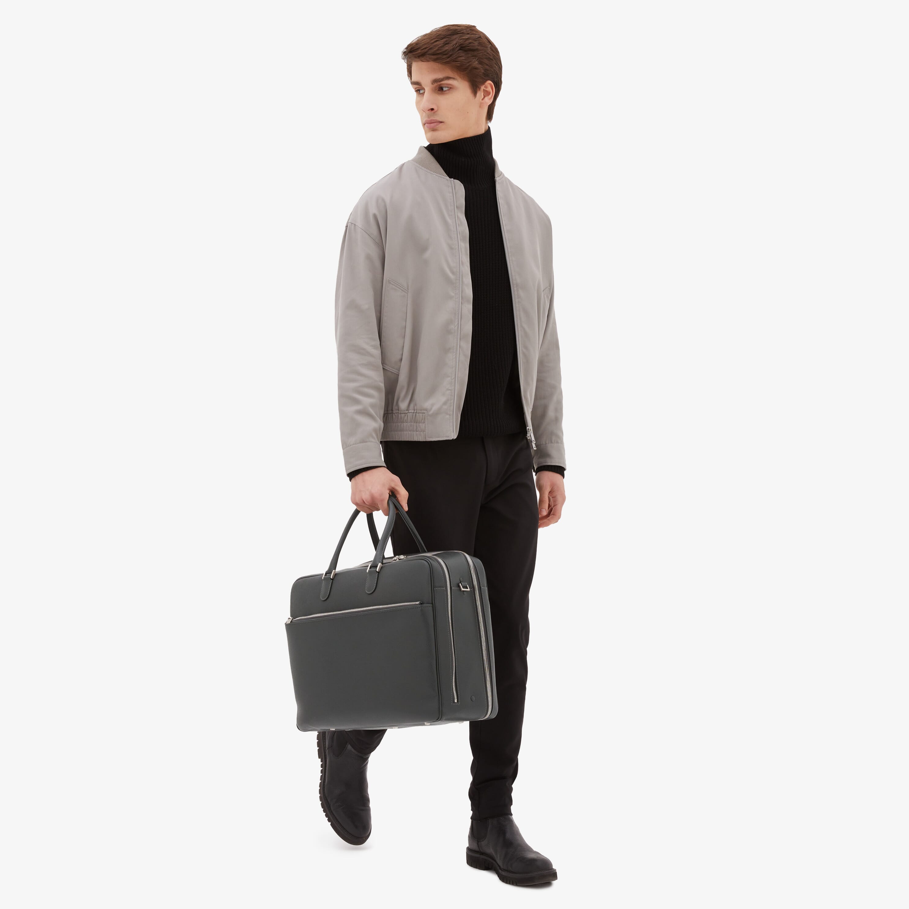 Soft Avietta Travel Bag - Smokey Grey - Vitello VS - Valextra - 2