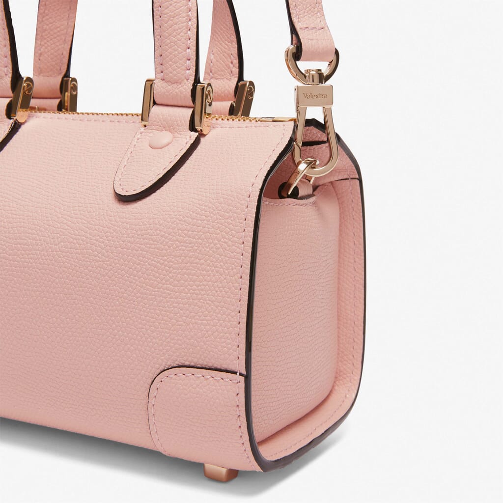 Pink Leather boston bag with thin strap