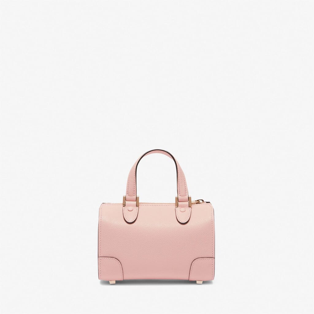 Pink Leather boston bag with thin strap