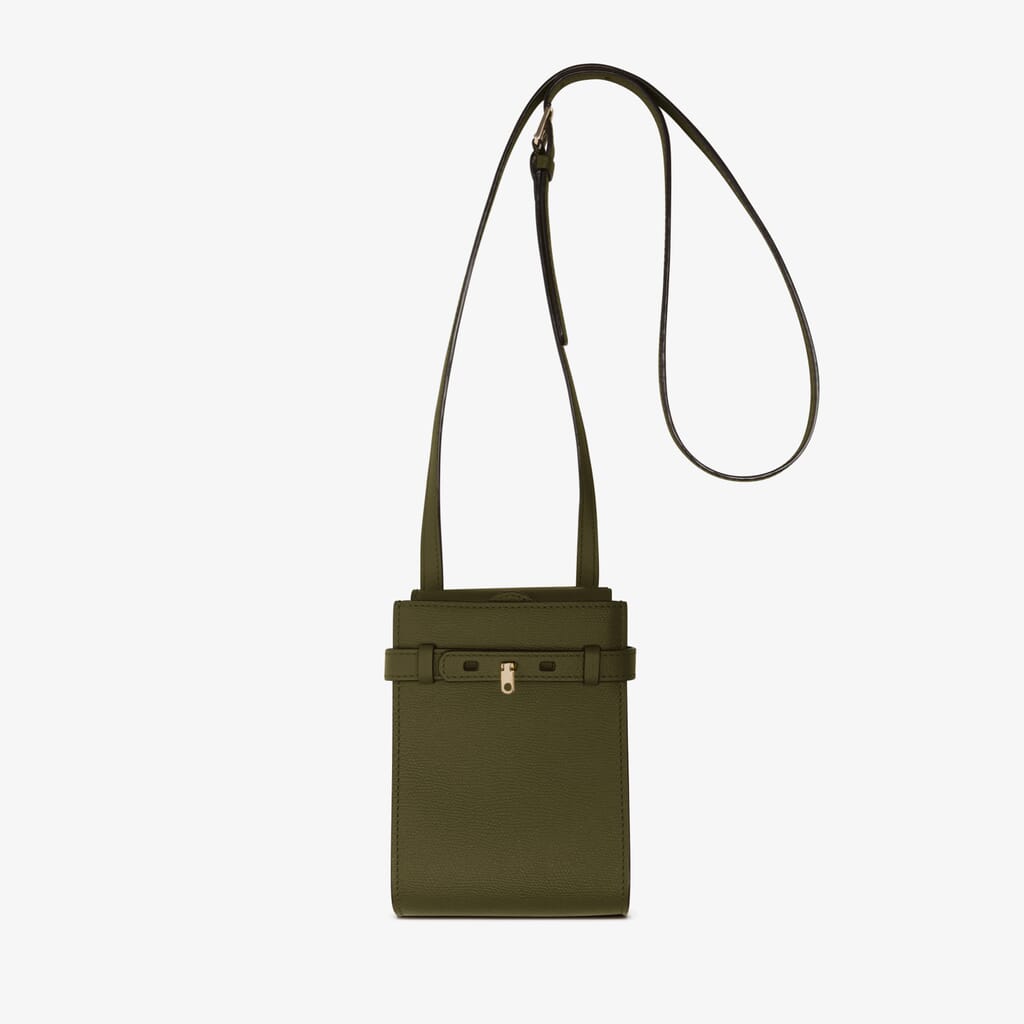 Brera B-Tracollina slim Crossbody micro bag - Military Green - Vitello VS - Valextra - 1