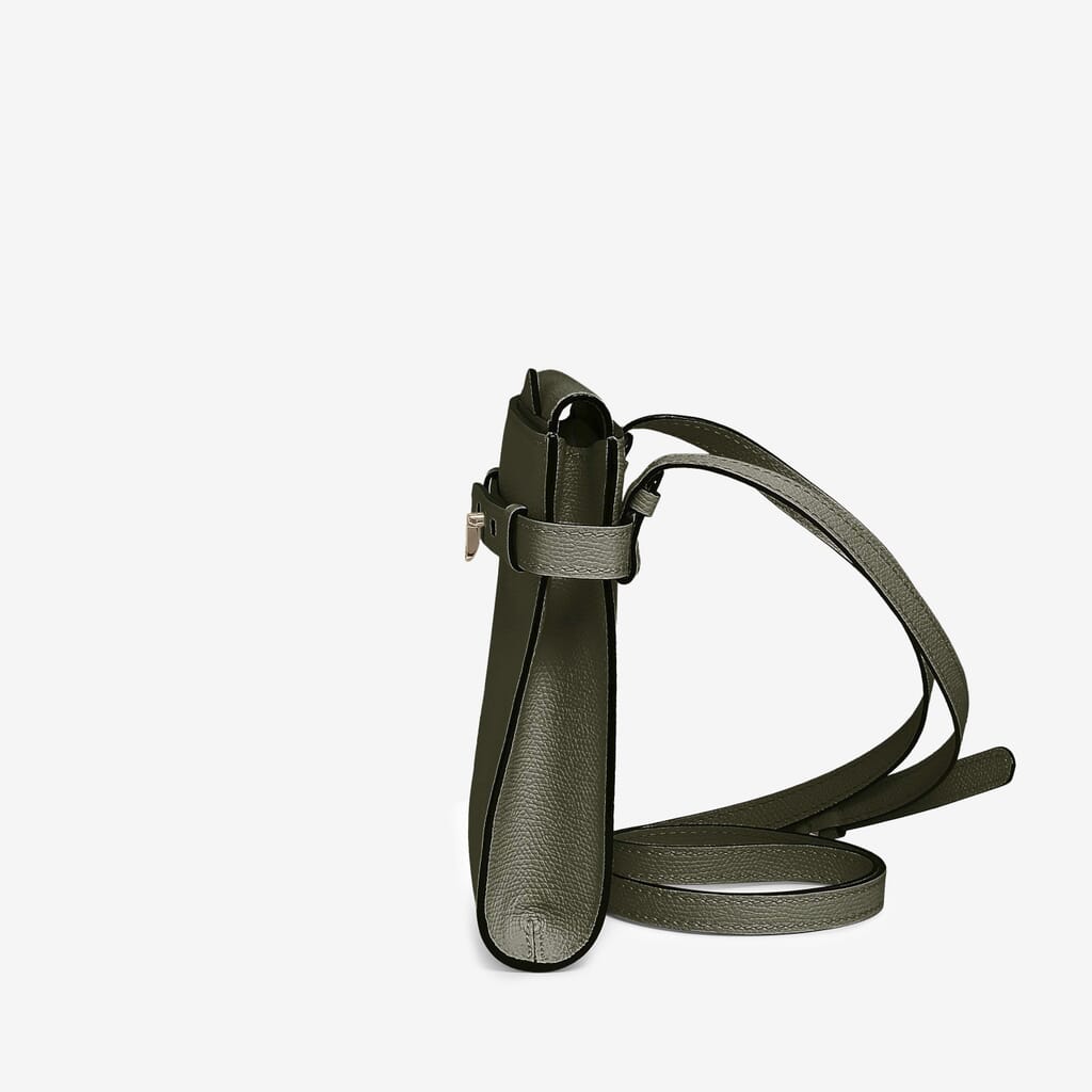 Brera B-Tracollina slim Crossbody micro bag - Military Green - Vitello VS - Valextra - 2